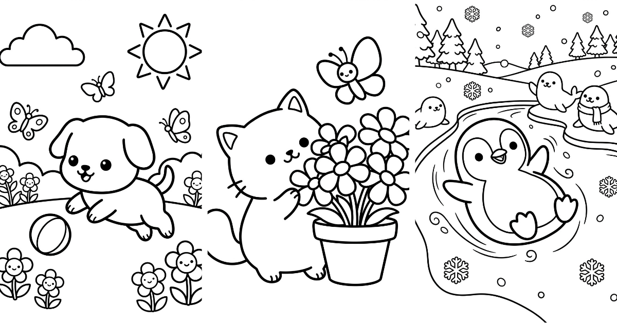 Easy Animal Coloring Pages for Kids (Printable PDF)