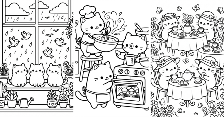 Free Cat Coloring Pages for Kids — Cute Designs