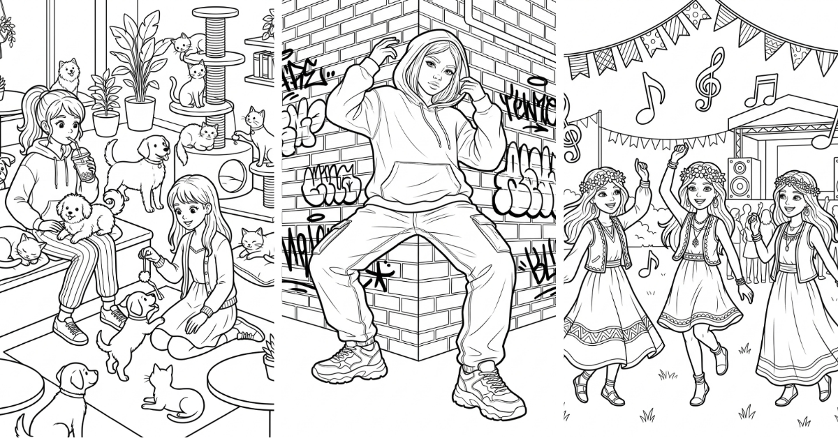 aesthetic coloring pages teen girls