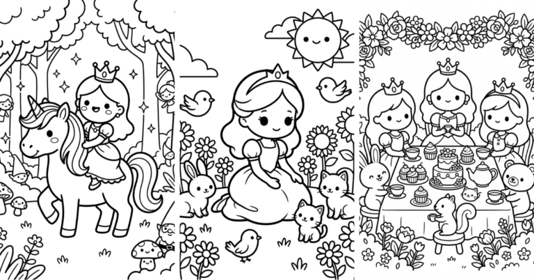 Princess Coloring Pages Easy Free for Girls