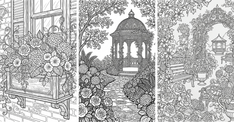 Vintage Floral Coloring Pages Adults Free PDF