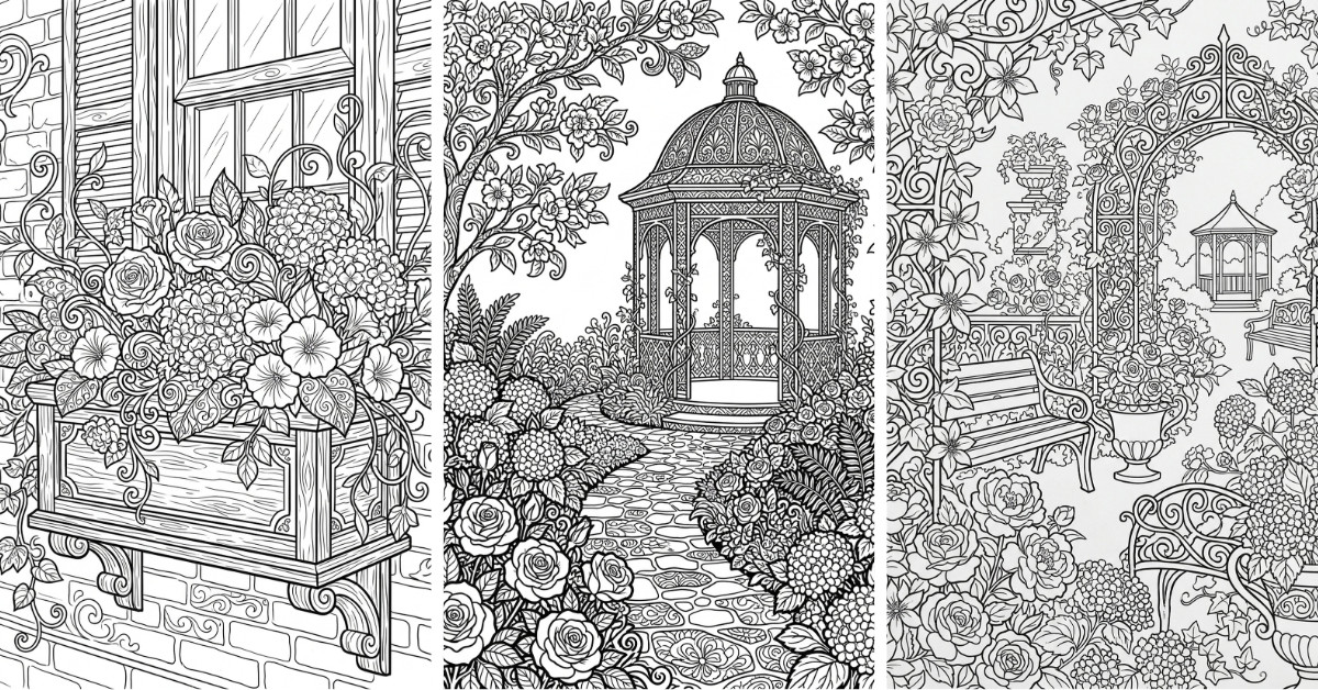 Vintage Floral Coloring Pages Adults Free PDF