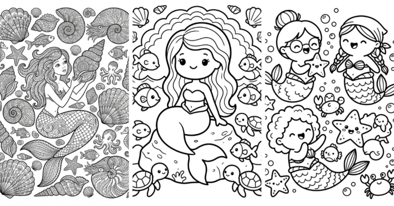 Mermaid Coloring Pages Printable Free PDF