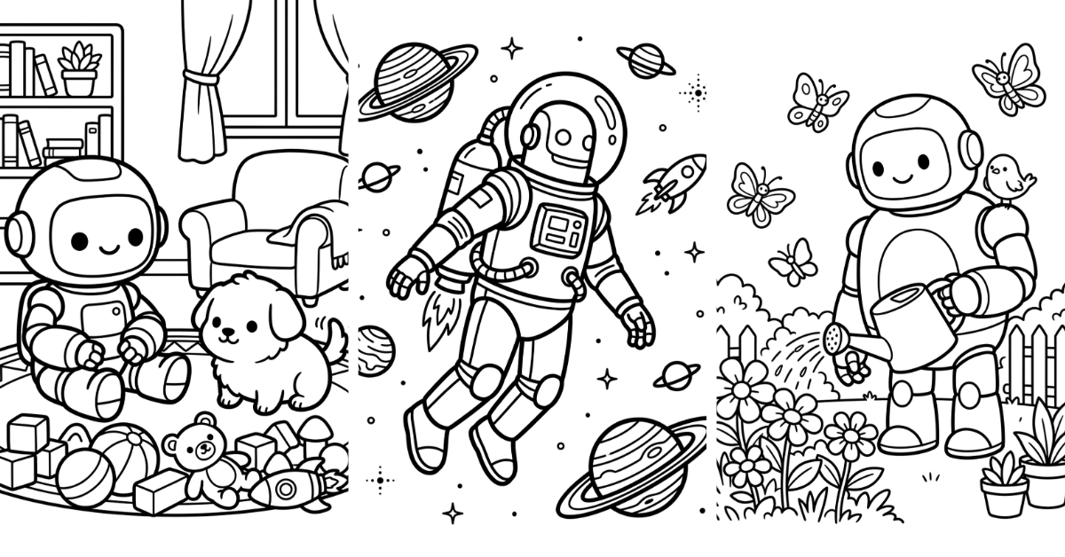 Robot Coloring Pages for Kids Free PDF