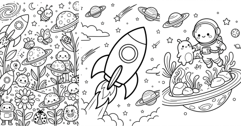 Space Coloring Pages Rockets Planets Stars