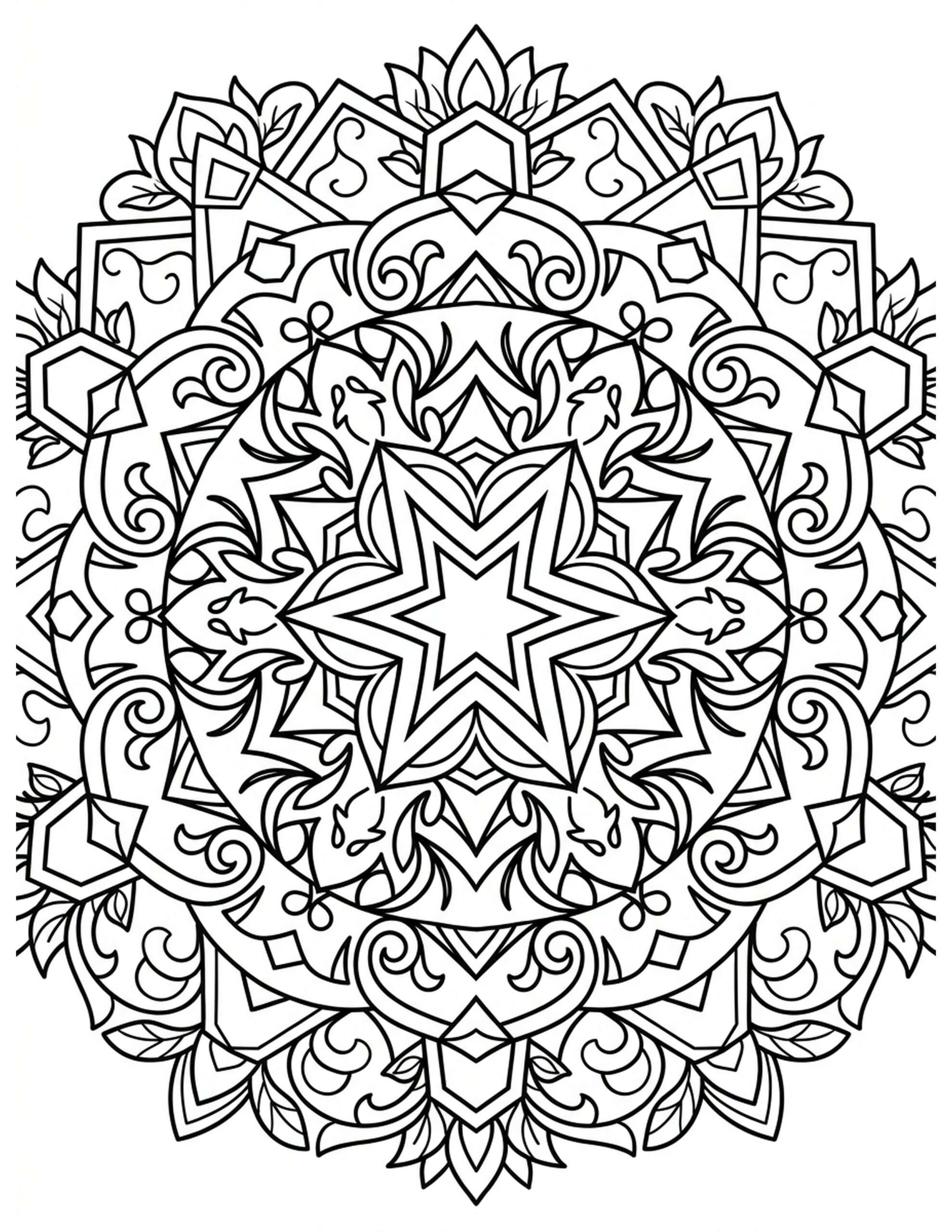 Intermediate Mandala Coloring Page