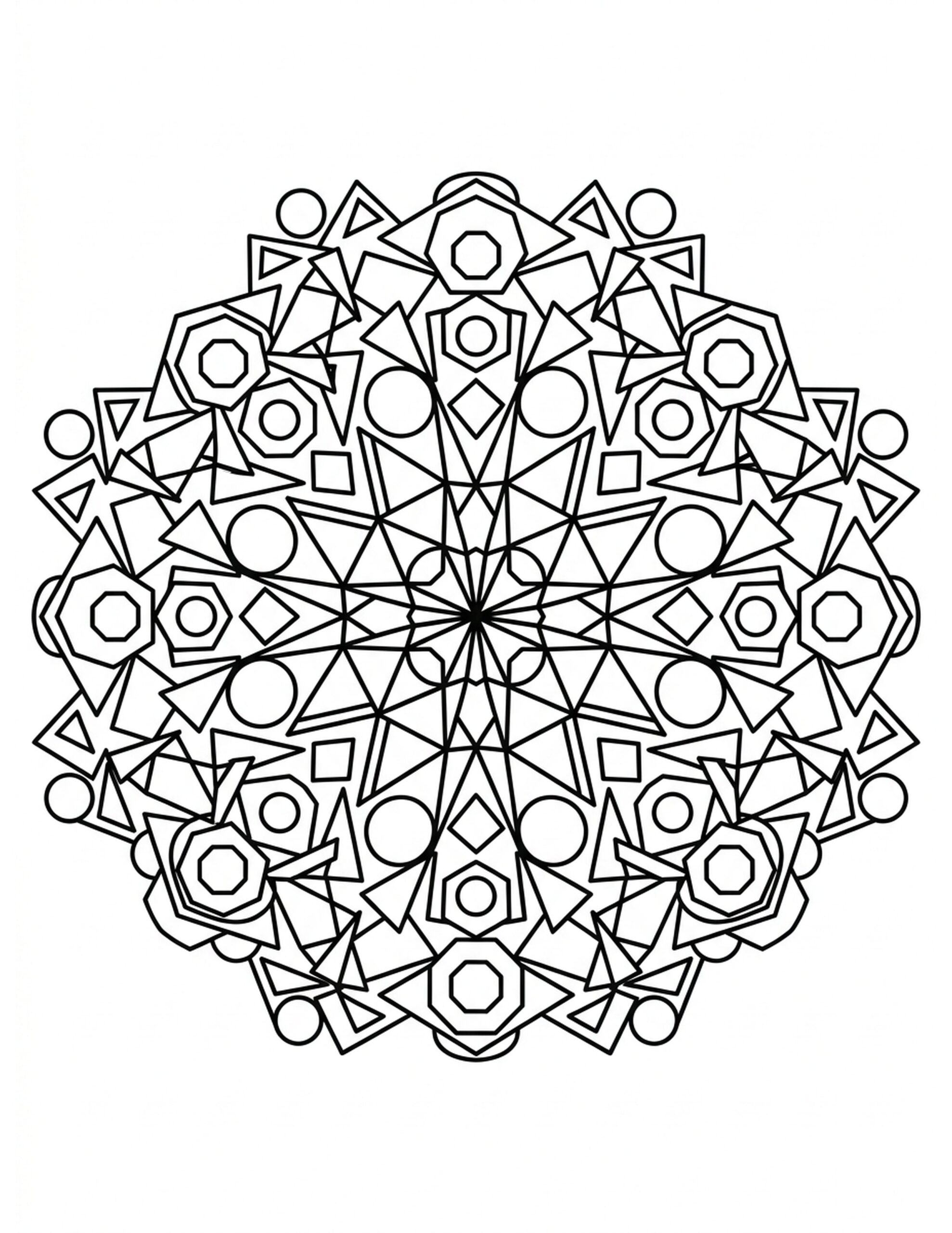 Geometric Mandala Coloring Page