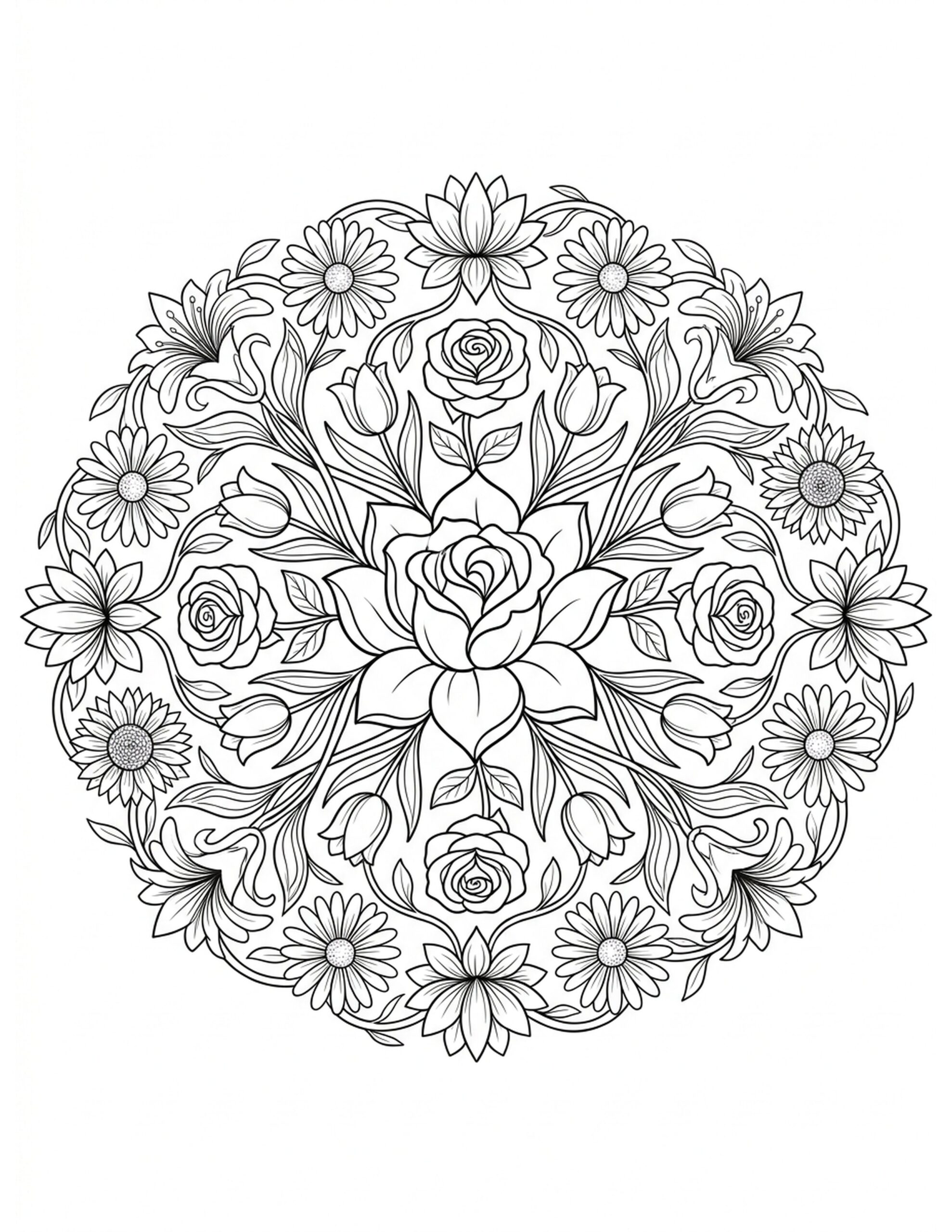 Floral Mandala Coloring Page