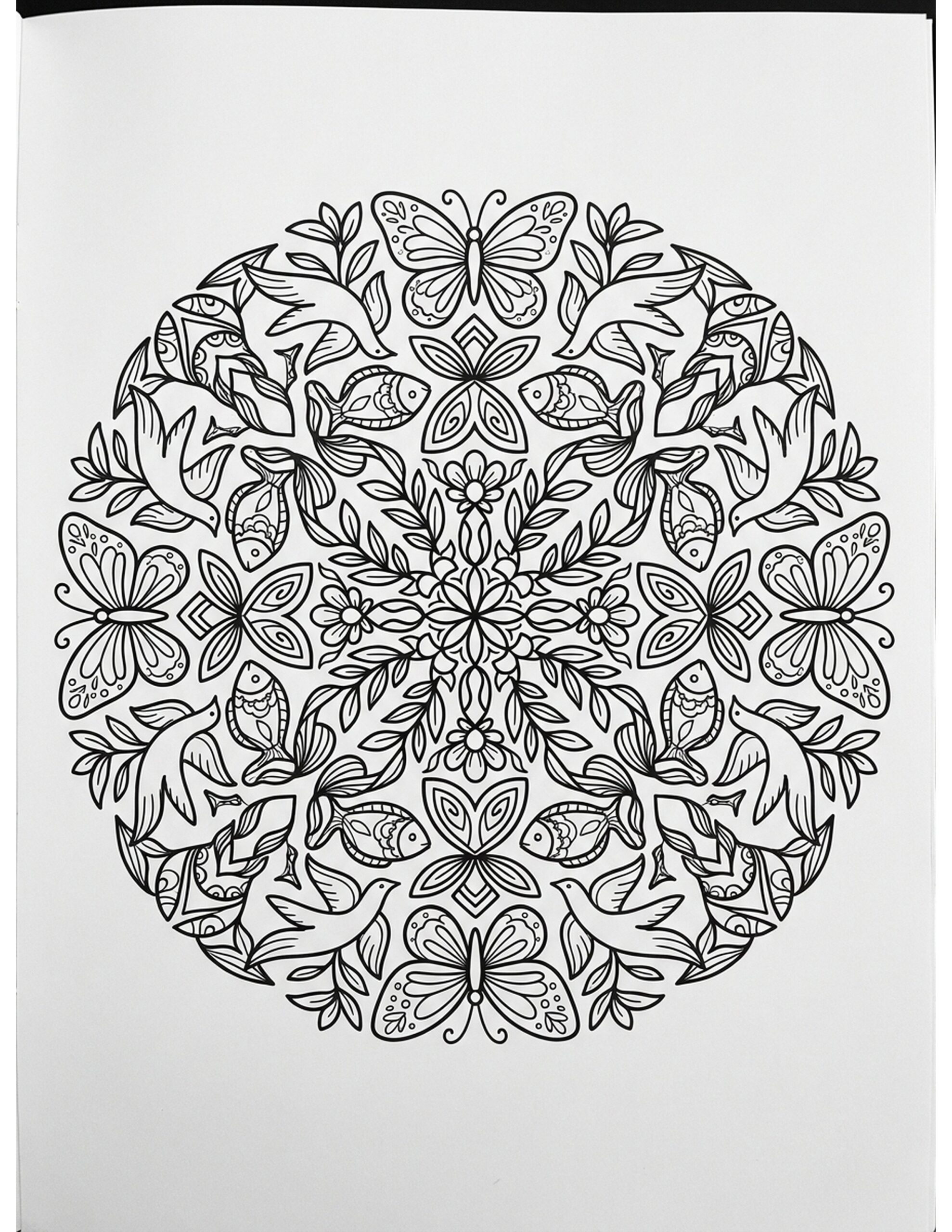 Animal-Inspired Mandala Coloring Page