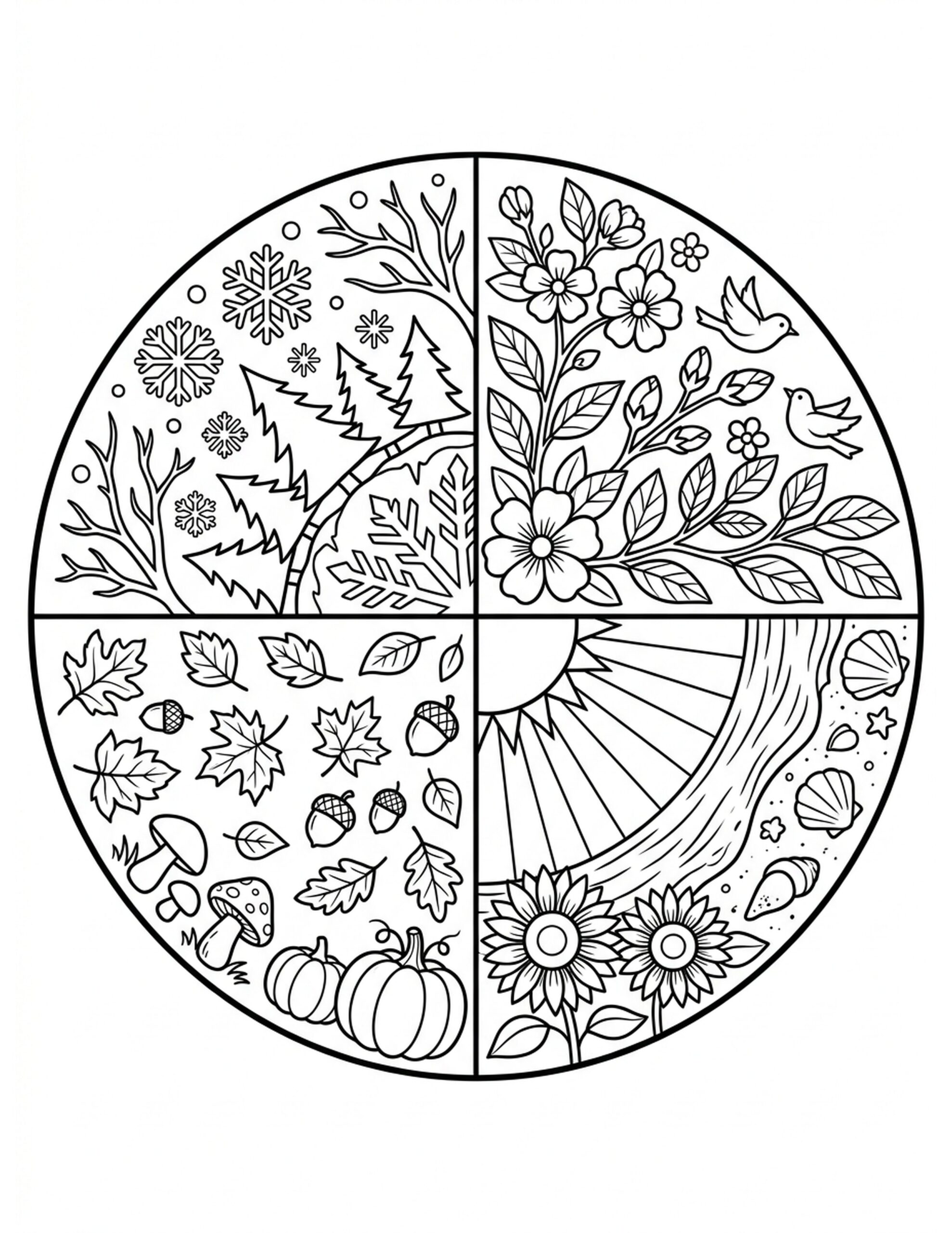 Seasonal Mandala Coloring Page