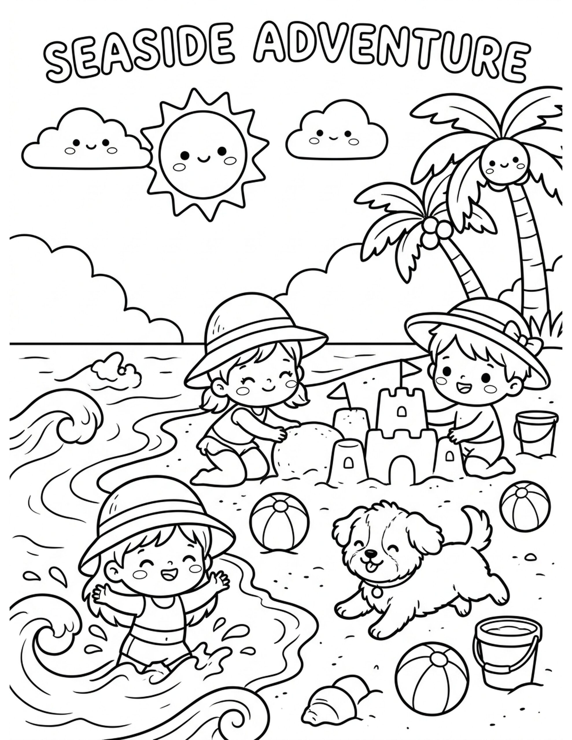 Seaside Adventure Coloring Page