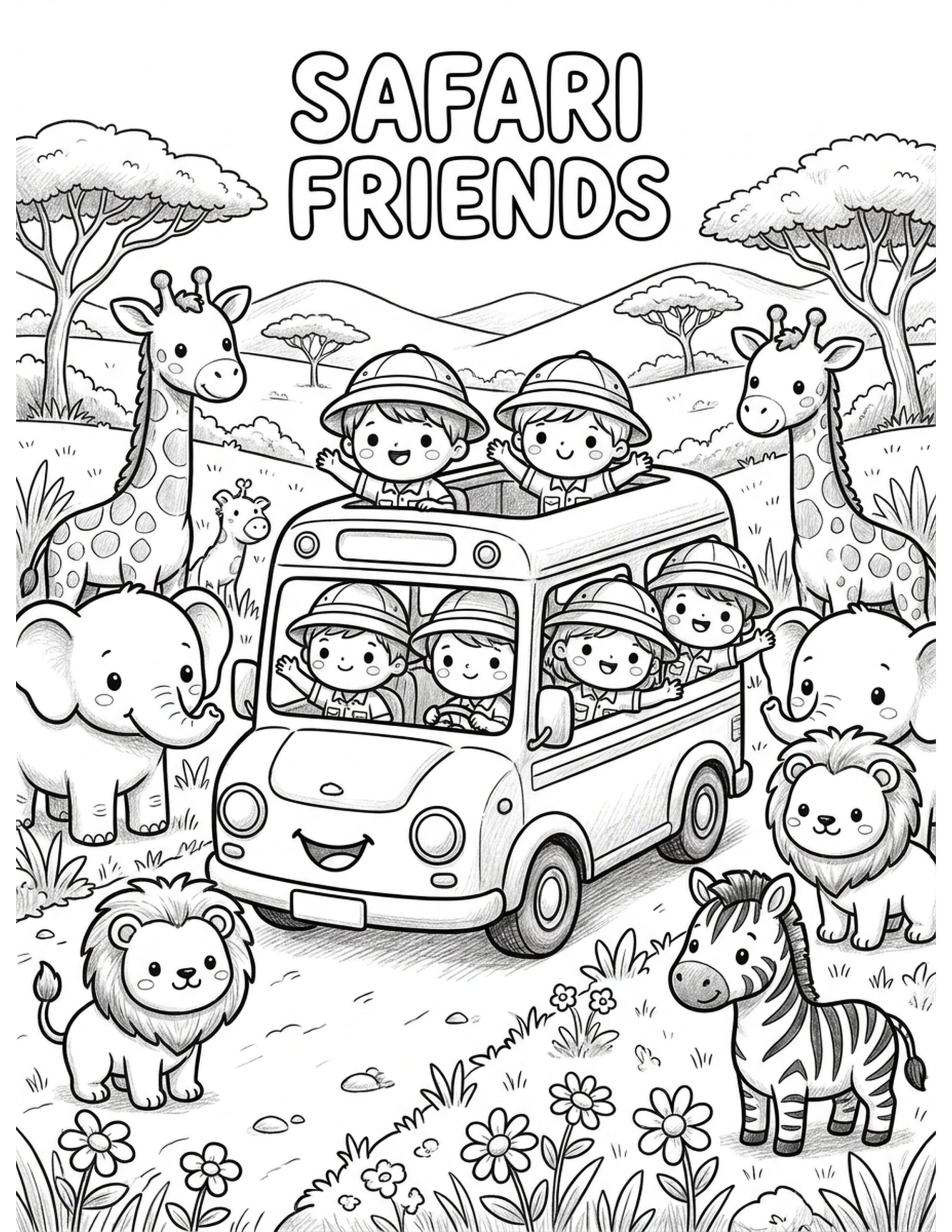 Safari Adventure Coloring Page
