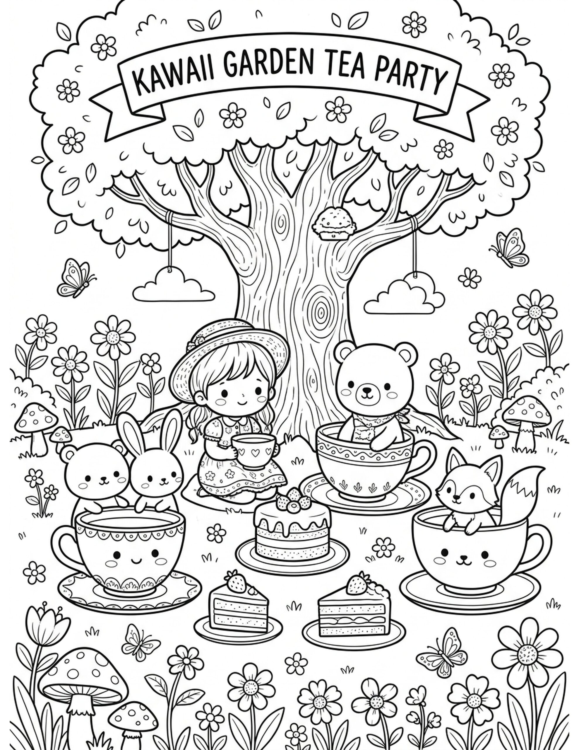 Garden Tea Party Coloring Page