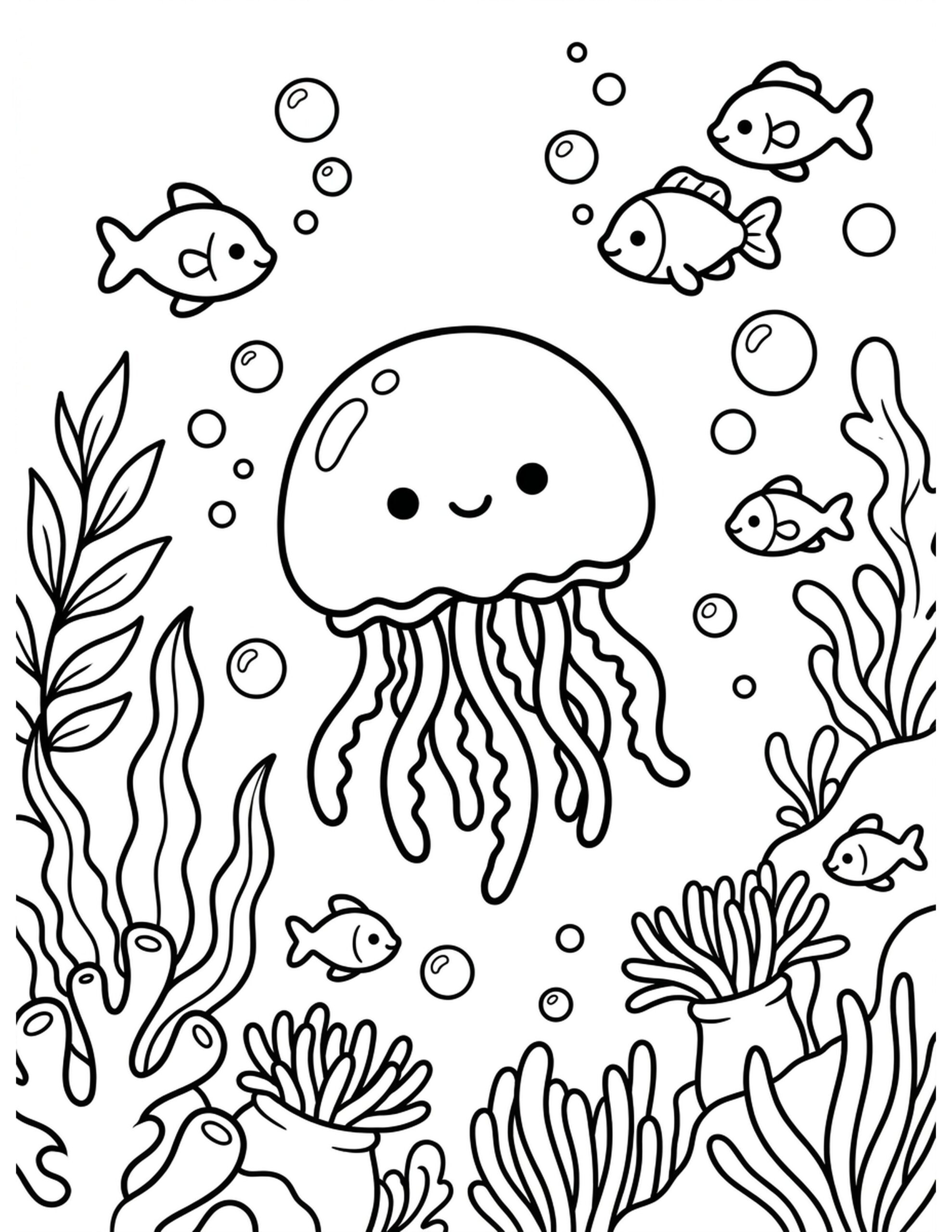 J for Jellyfish Coloring Page