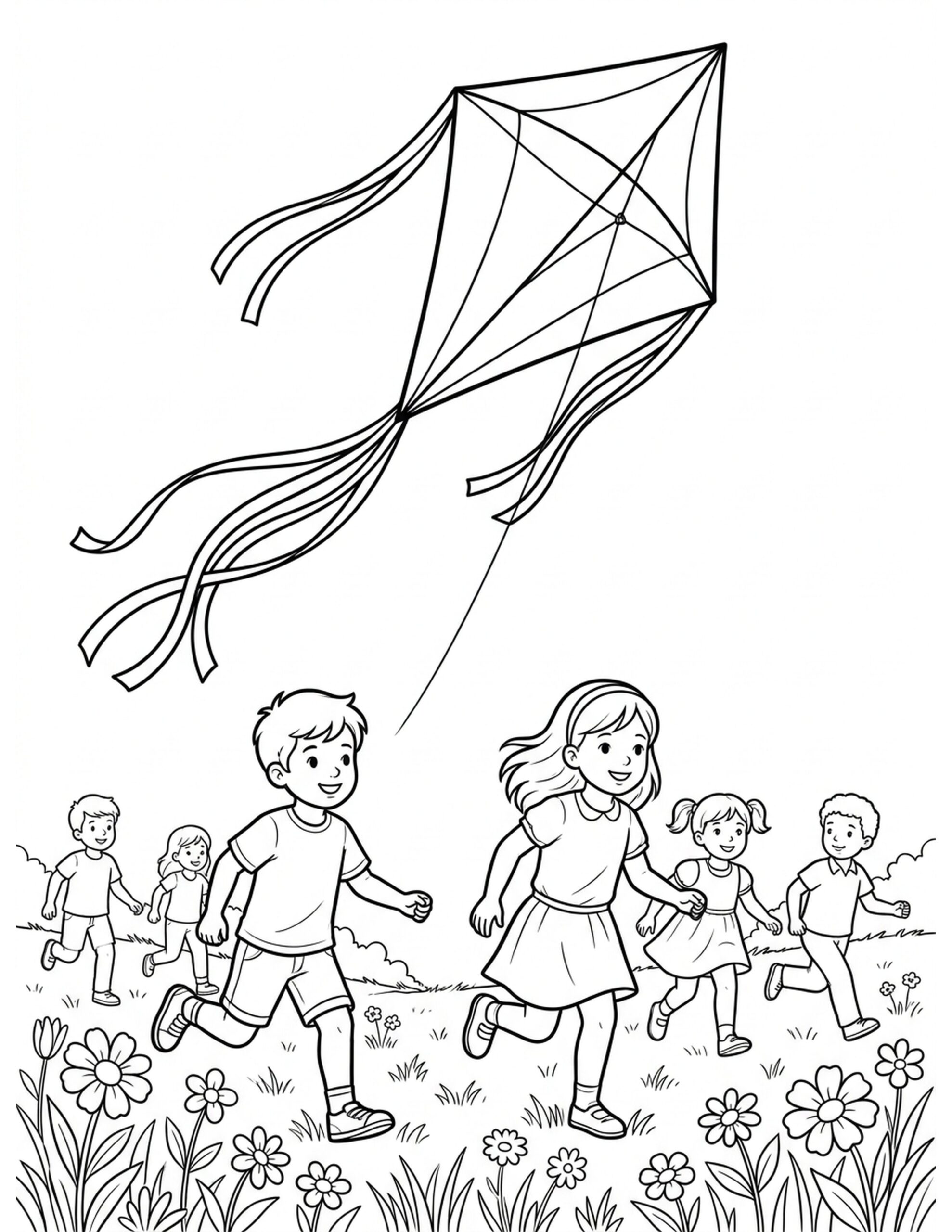 K for Kite Coloring Page