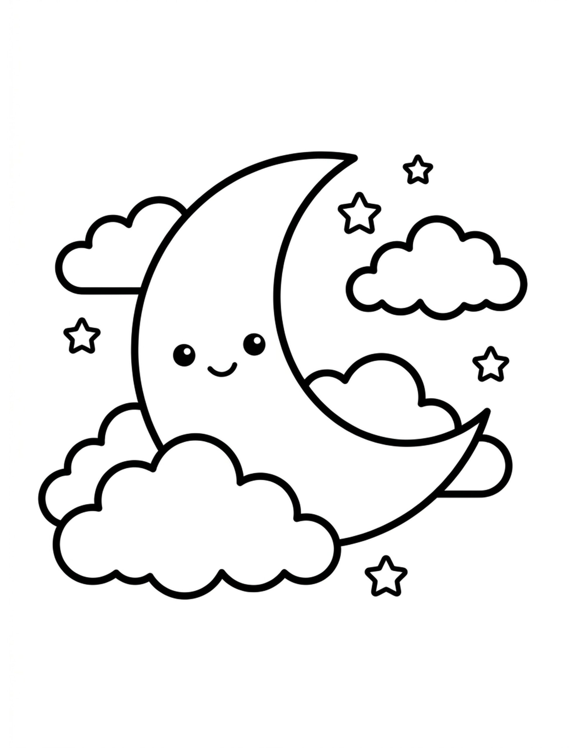 M for Moon Coloring Page
