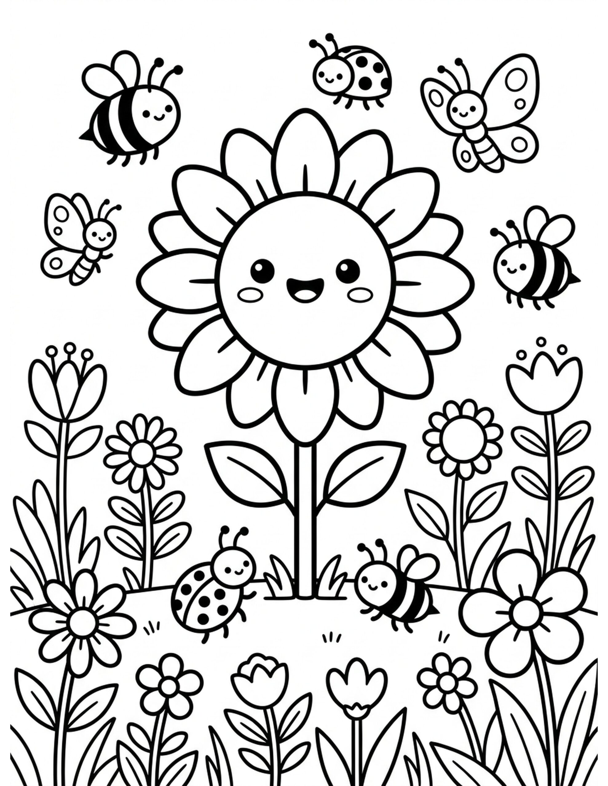 S for Sunflower Coloring Page