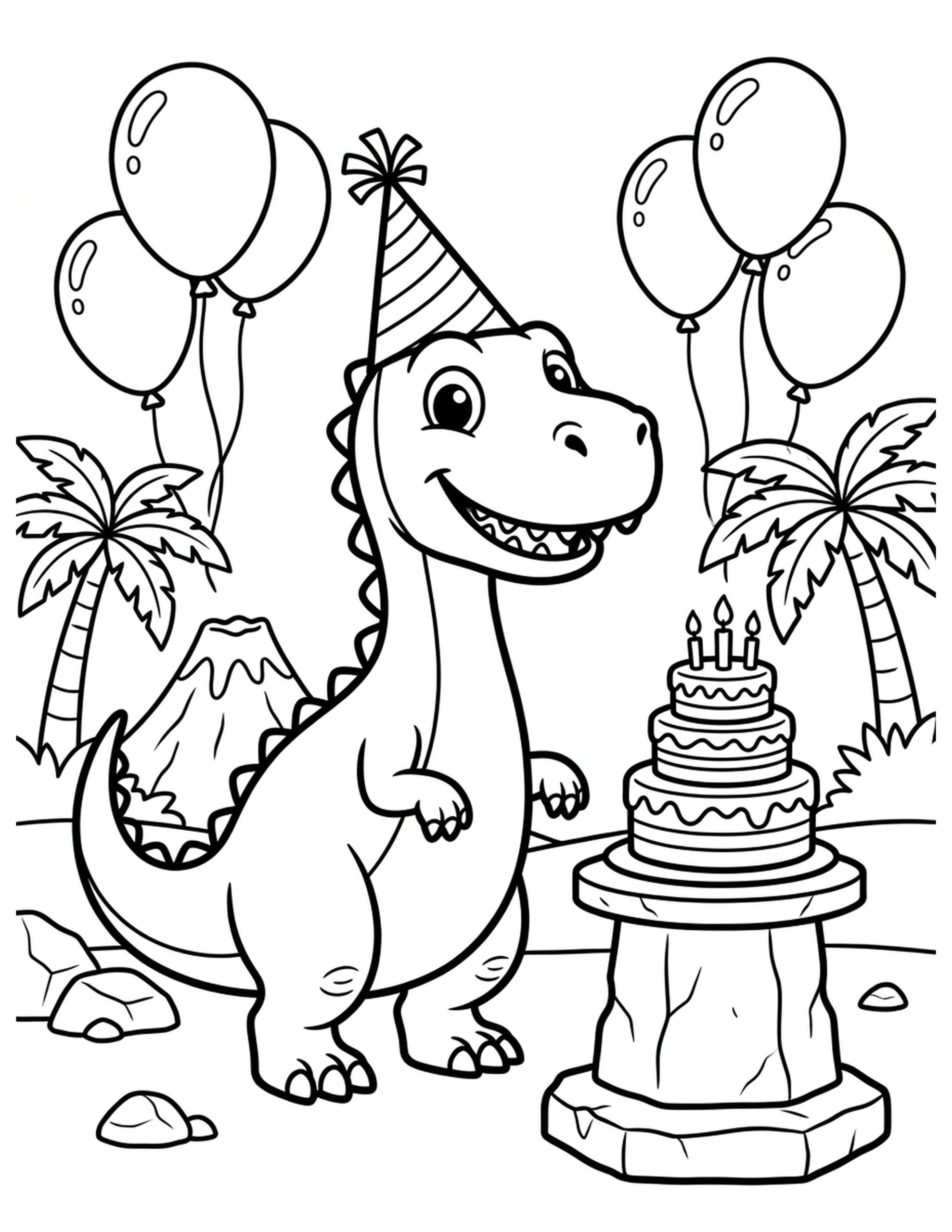 D for Dinosaur Coloring Page
