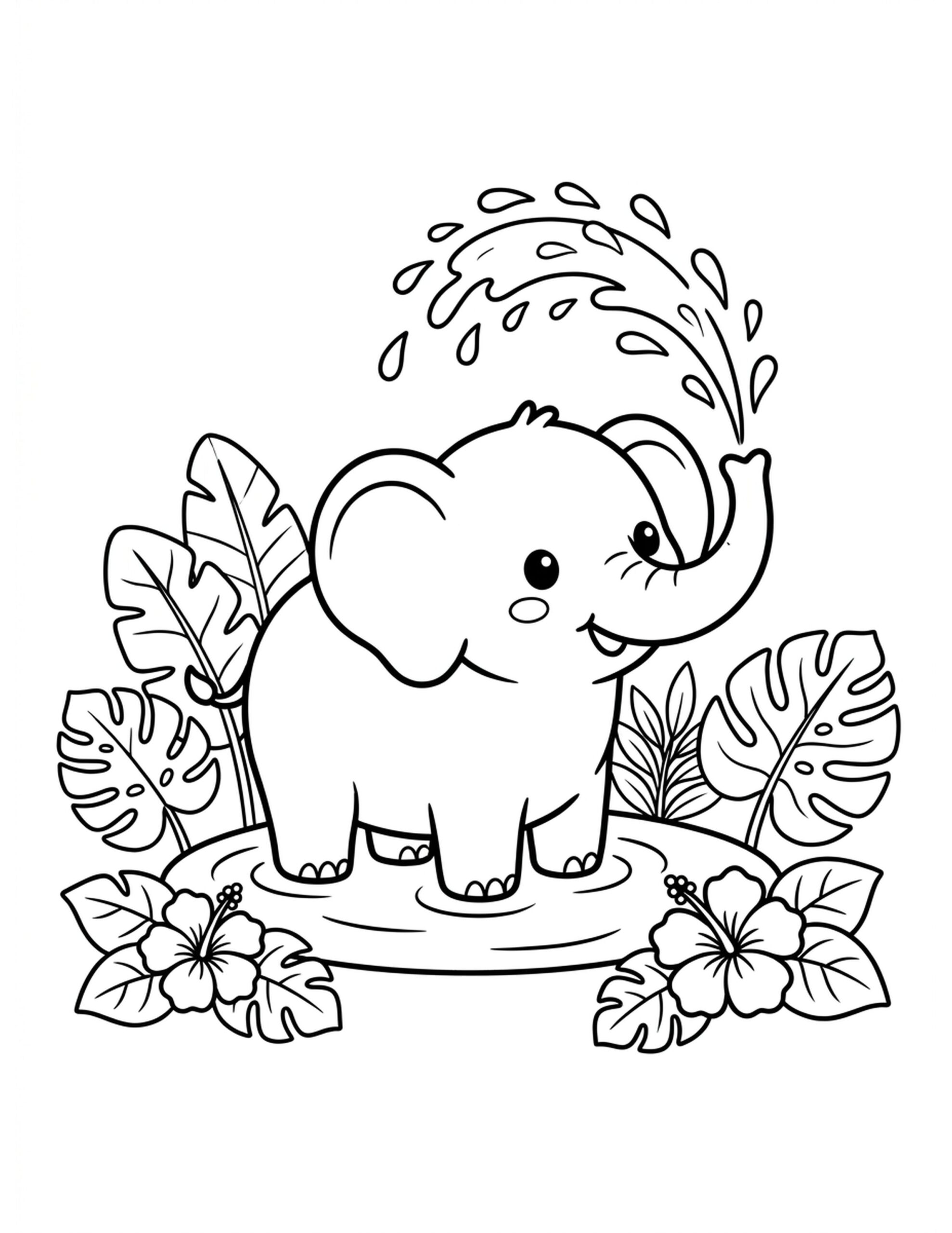 E for Elephant Coloring Page