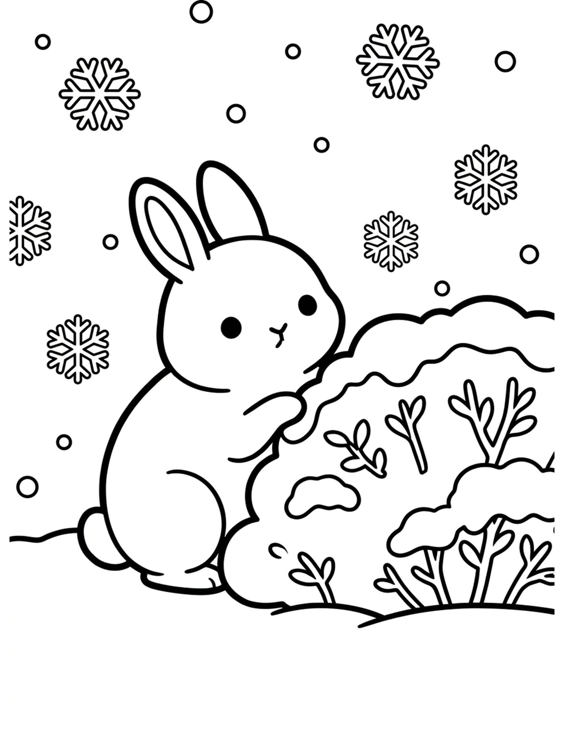 Snowshoe Hare Hiding Coloring Page