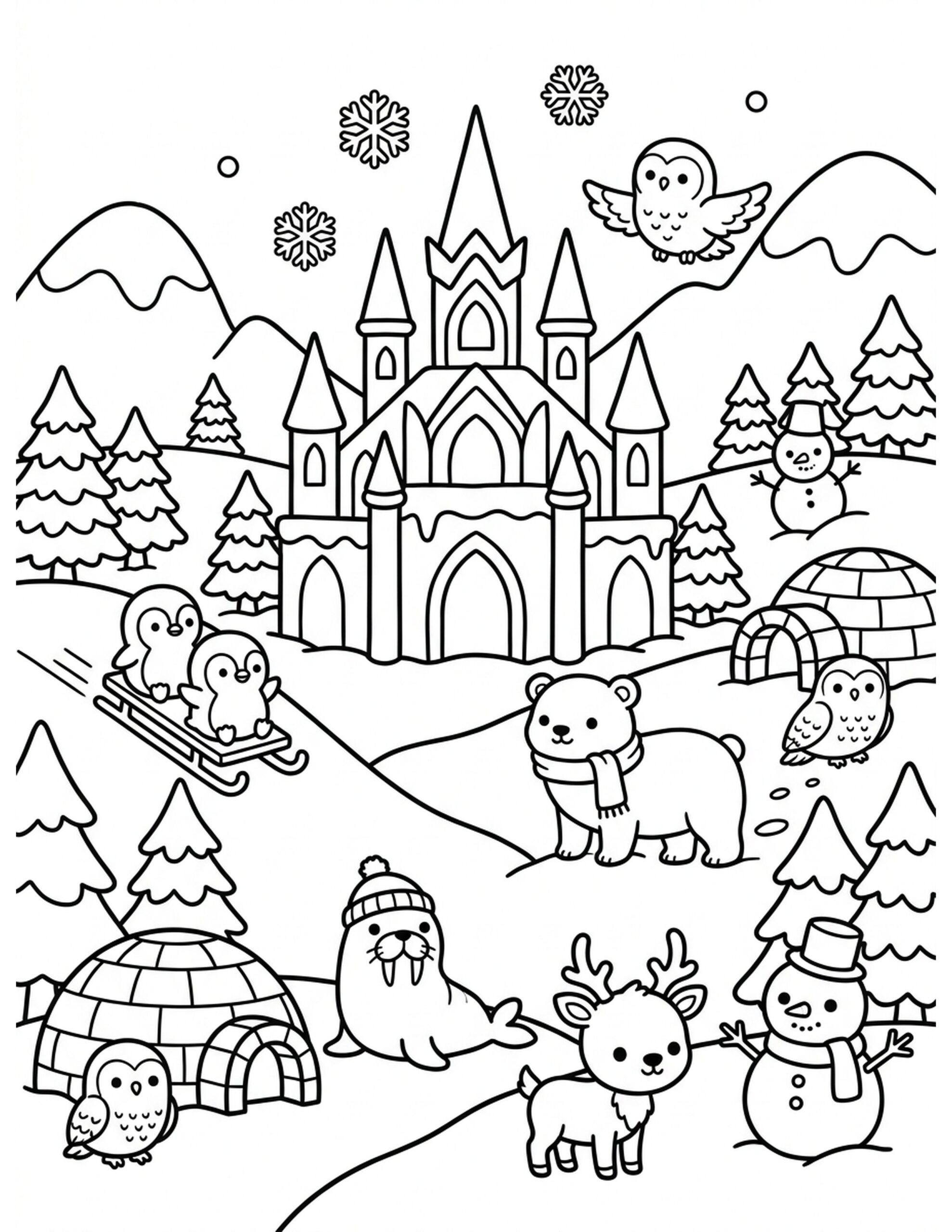Arctic Winter Wonderland Coloring Page