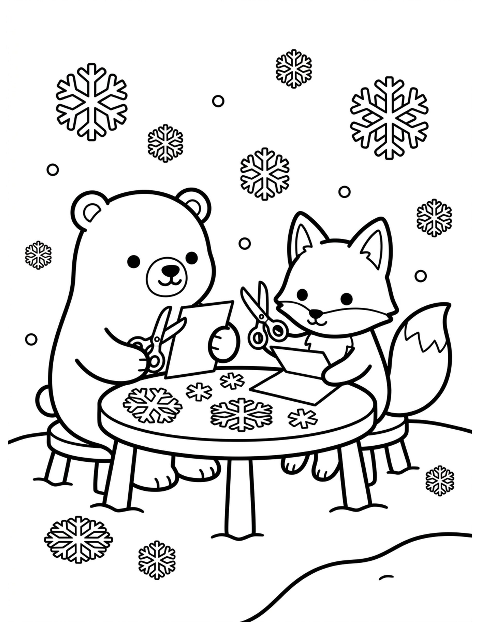 Snowflake Crafting Session Coloring Page