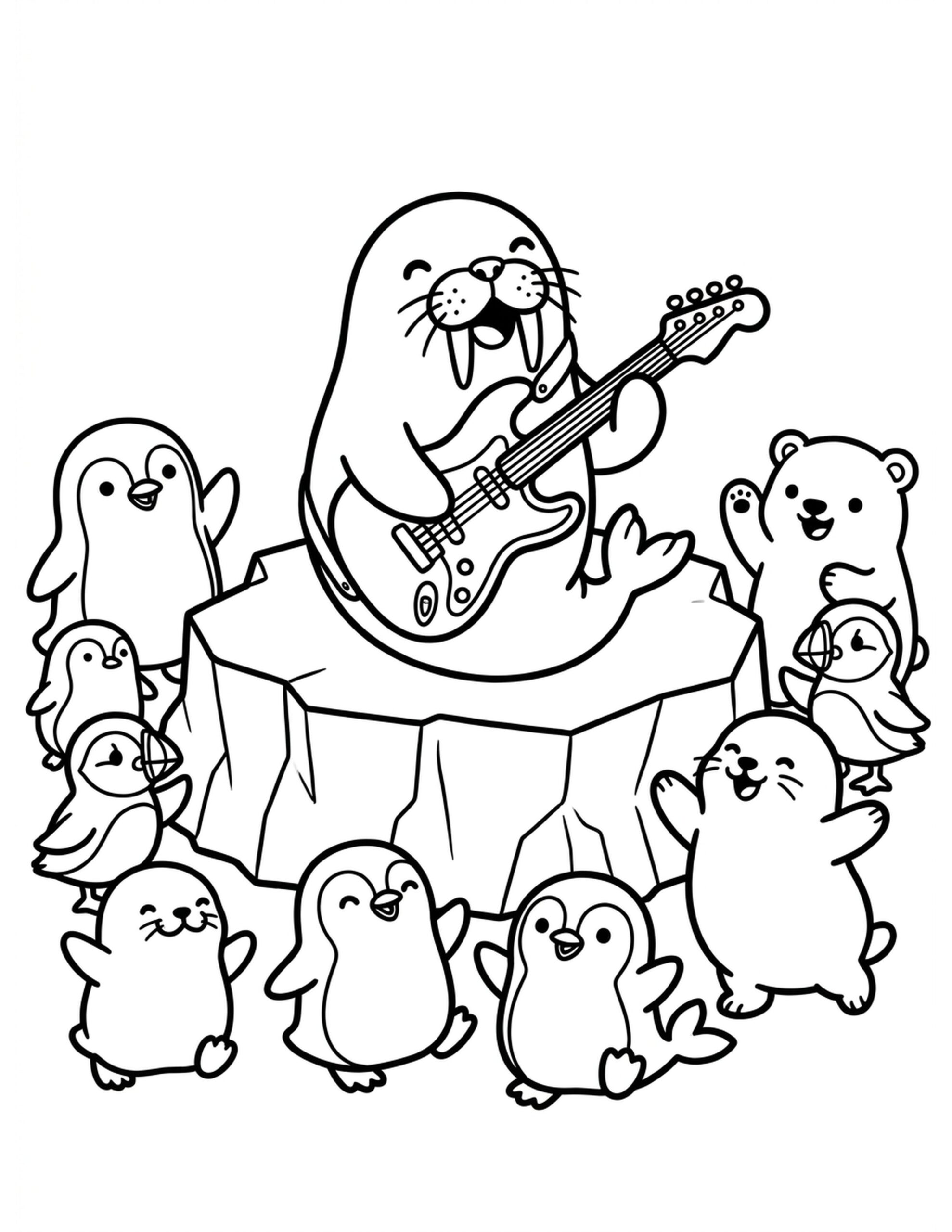 Walrus Rock Concert Coloring Page