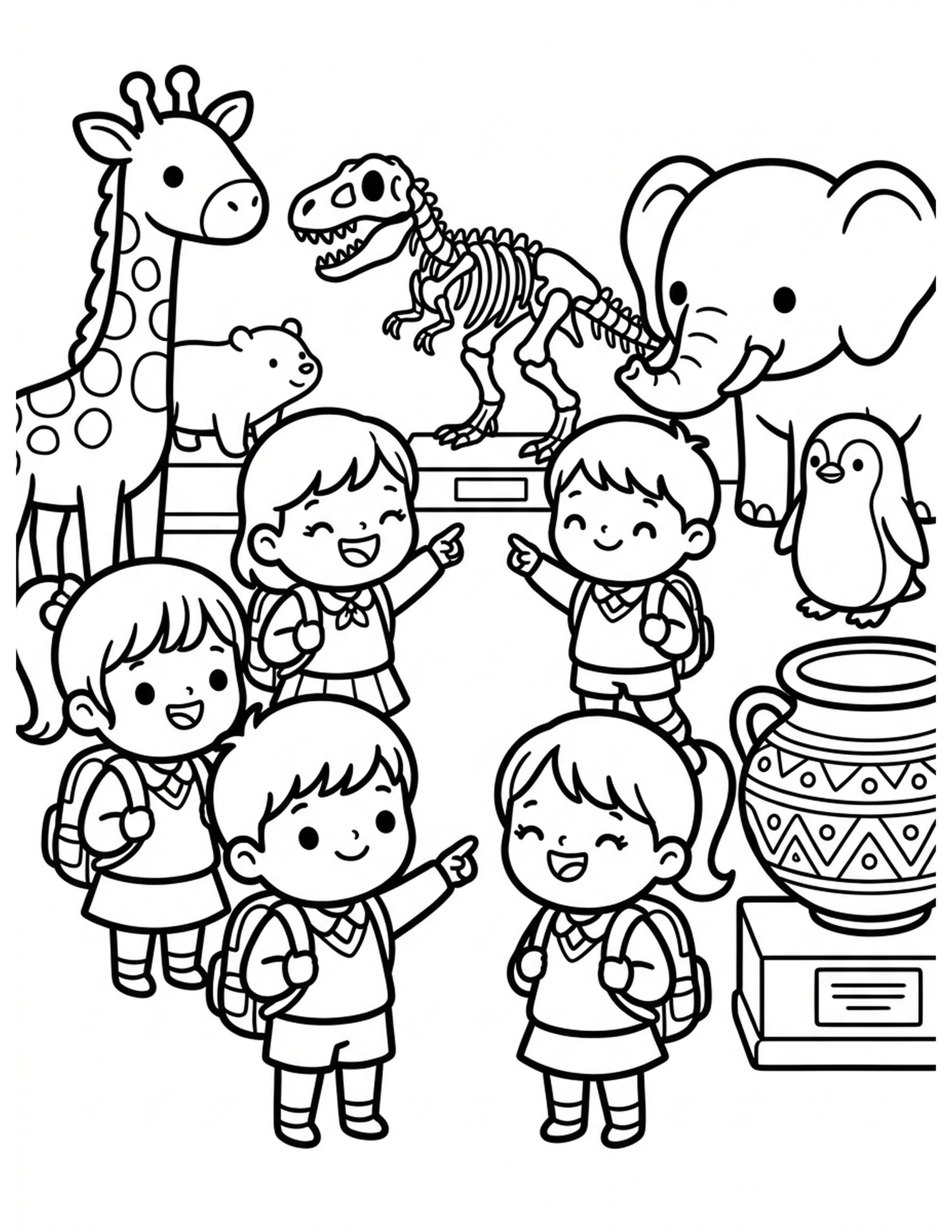 Field Trip Excitement Coloring Page