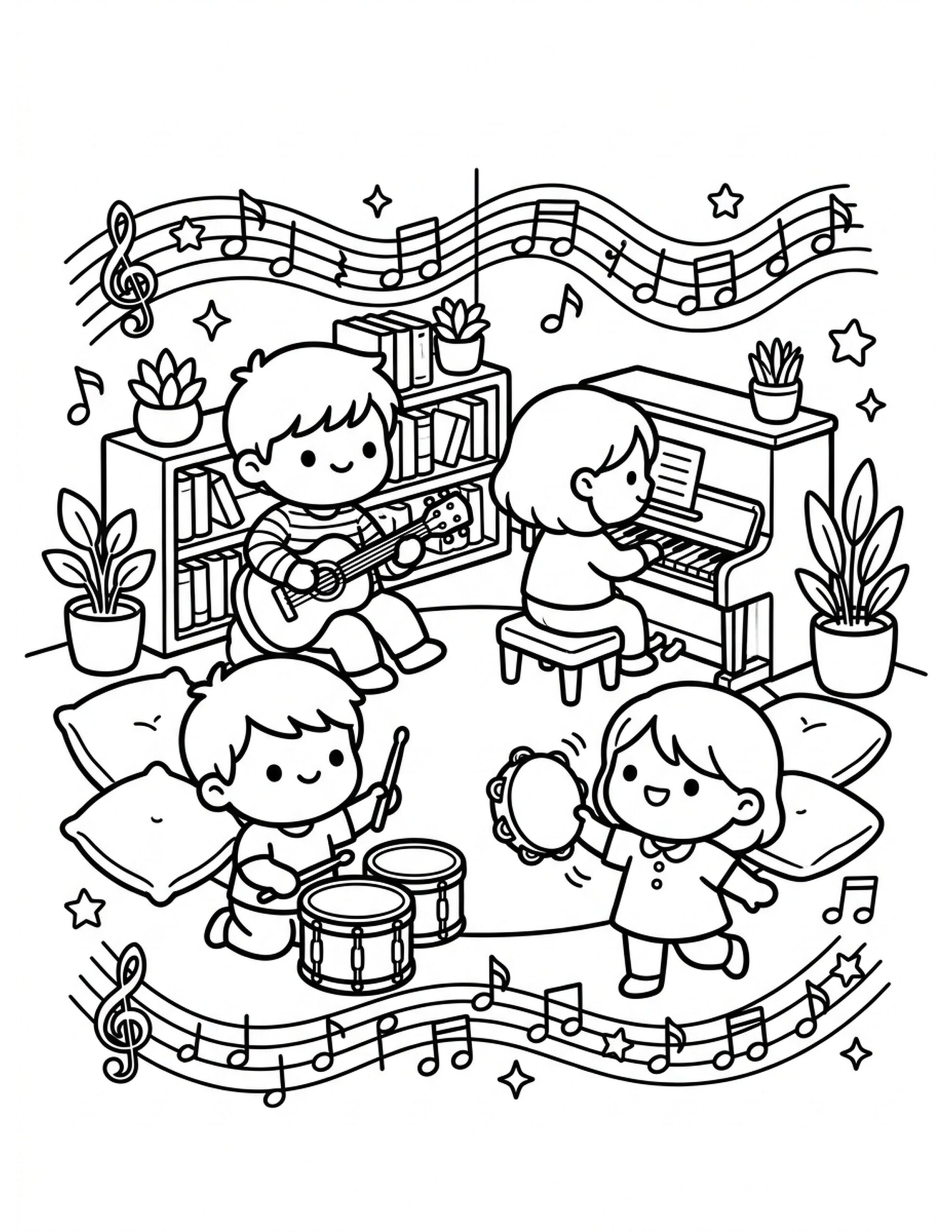 Music Class Melodies Coloring Page