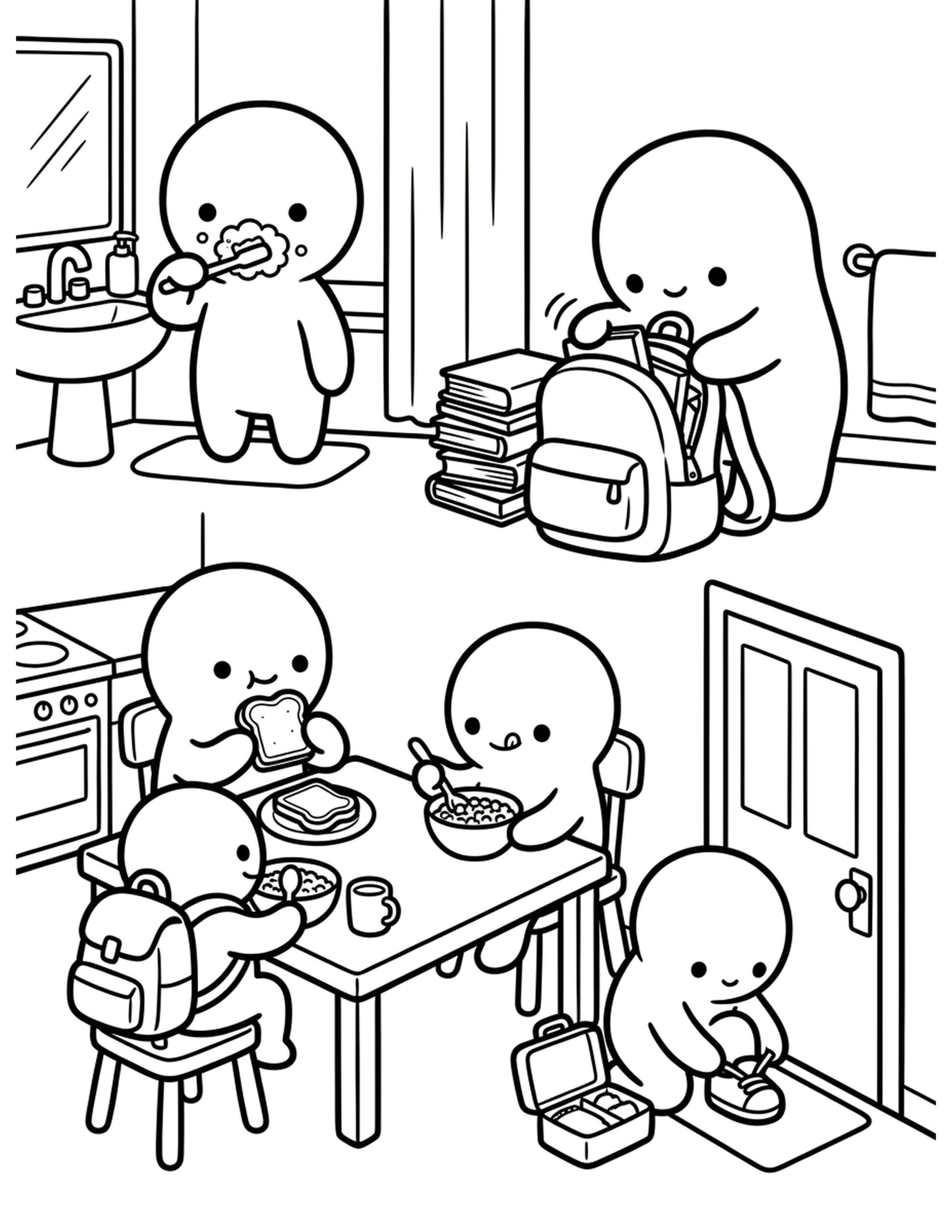 Morning Routine Madness Coloring Page