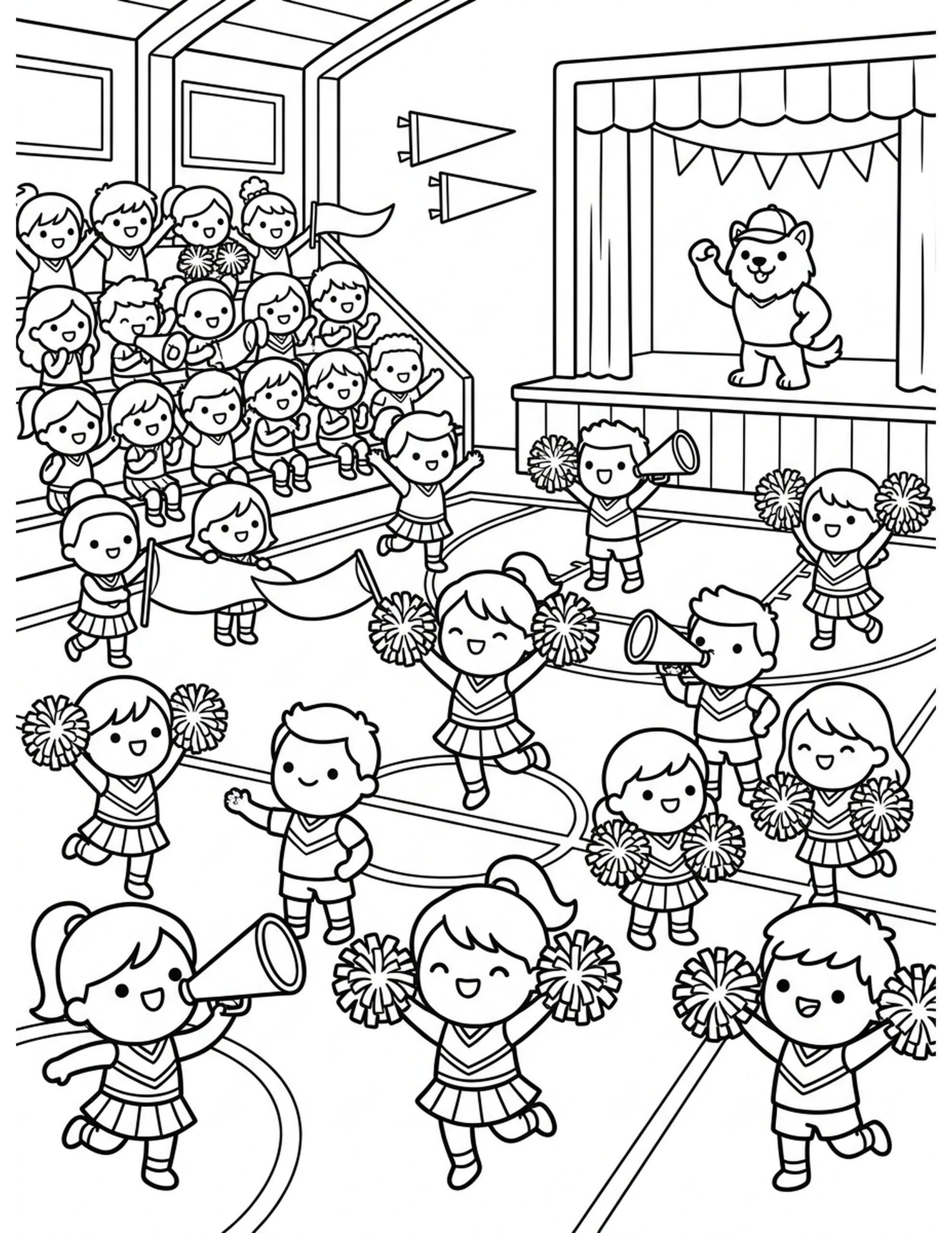 School Spirit Cheer Coloring Page