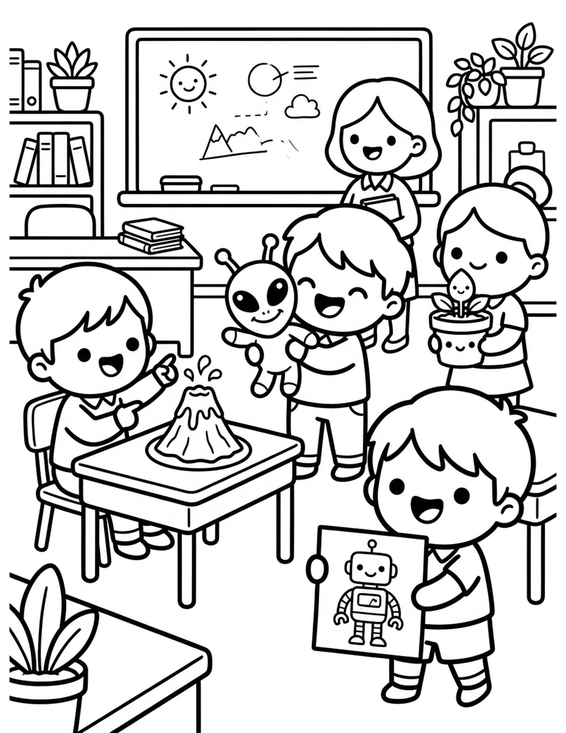 Show and Tell Excitement Coloring Page
