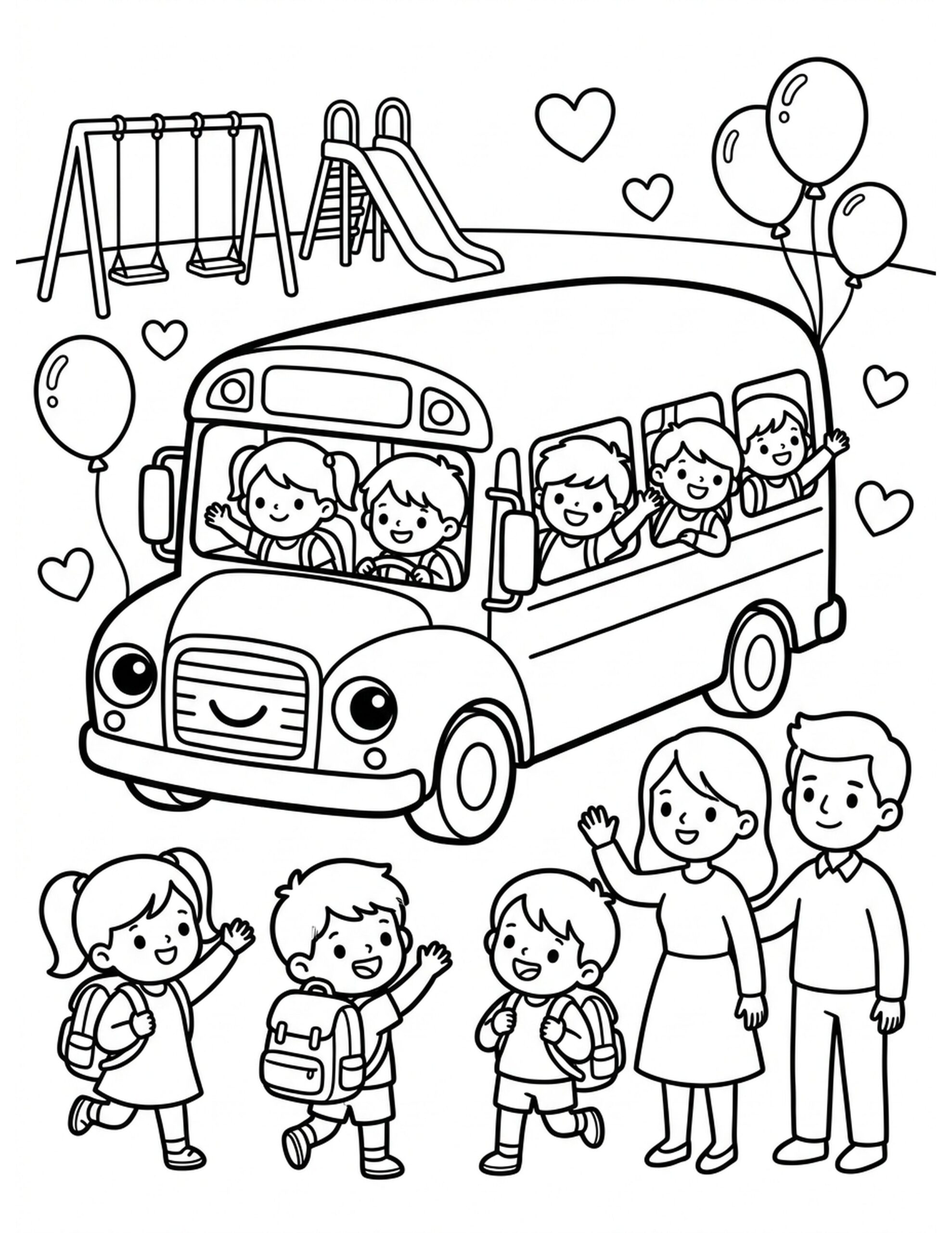 School Bus Adventure Coloring Page