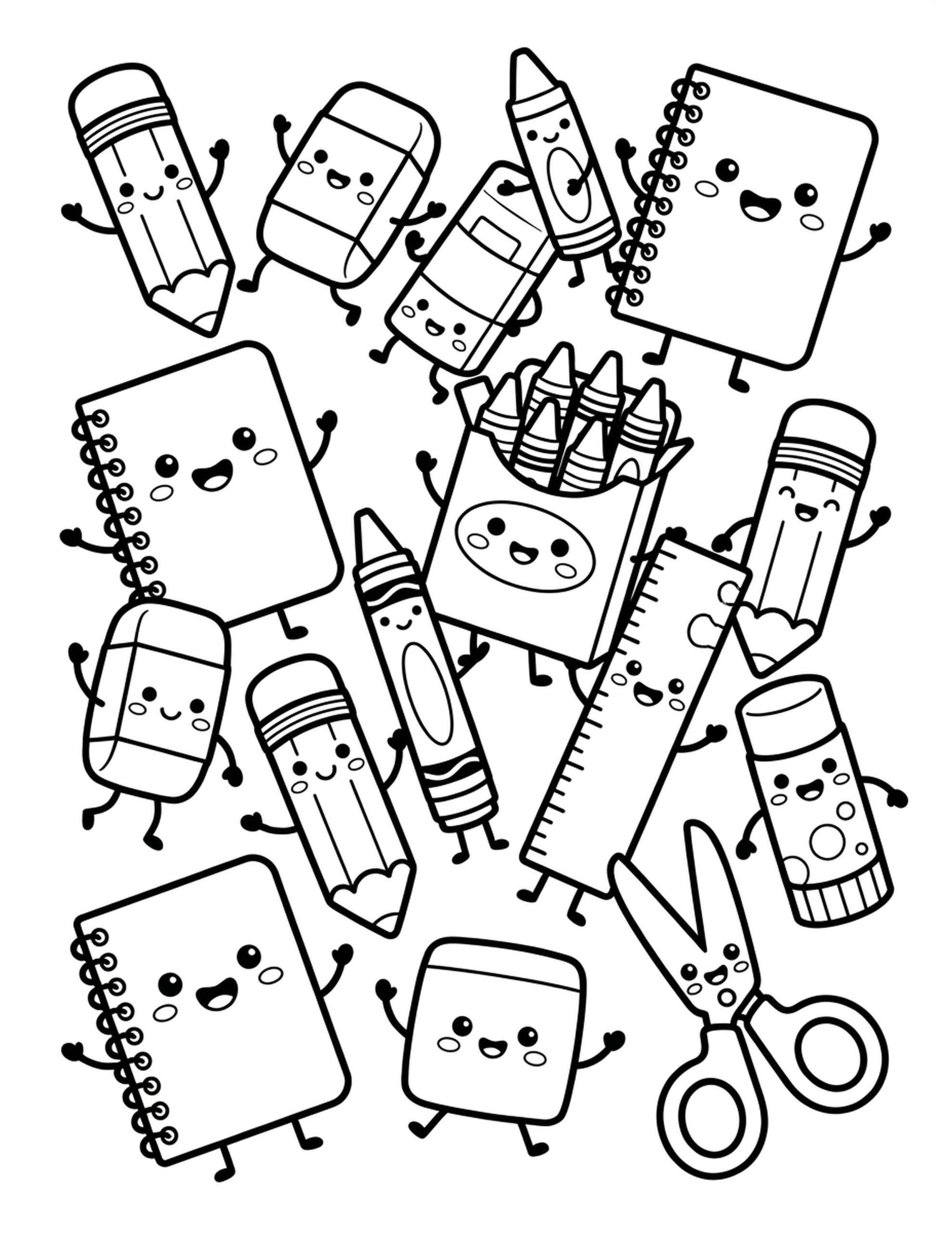School Supplies Extravaganza Coloring Page