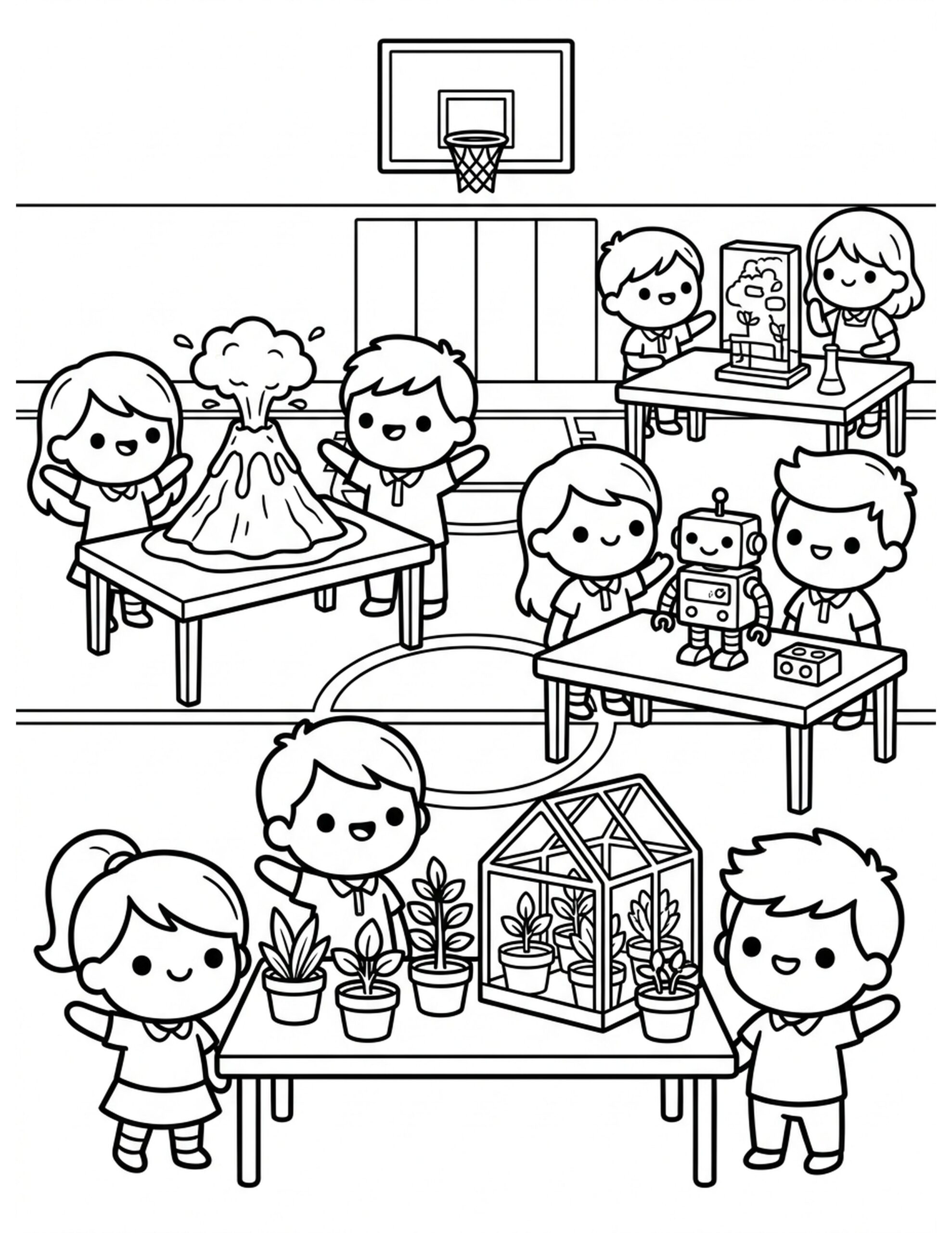 Science Fair Excitement Coloring Page