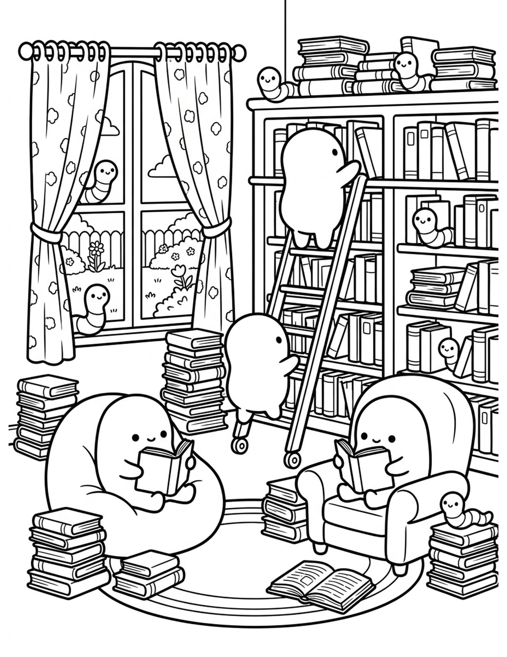 Library Adventure Coloring Page