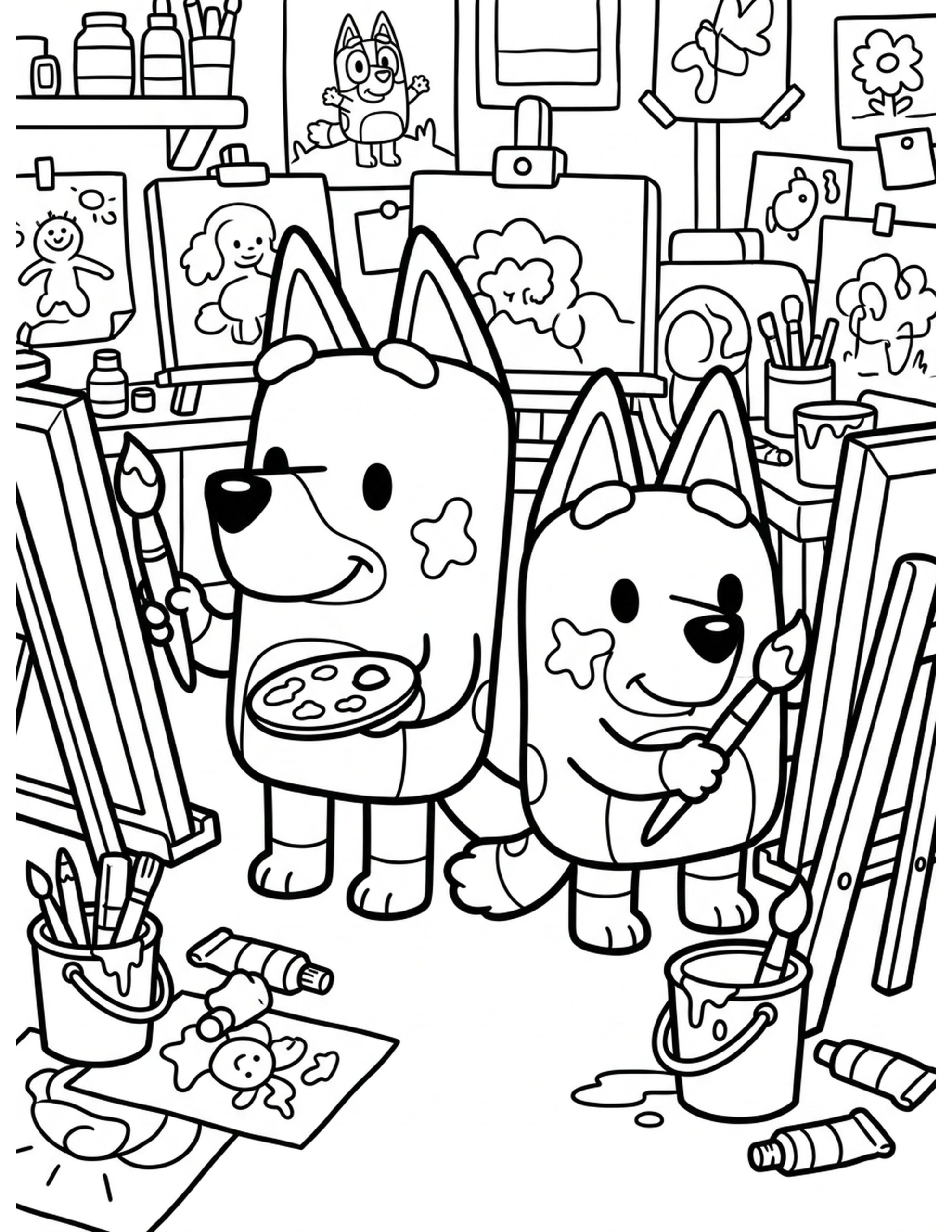 Bluey's Art Studio Coloring Page
