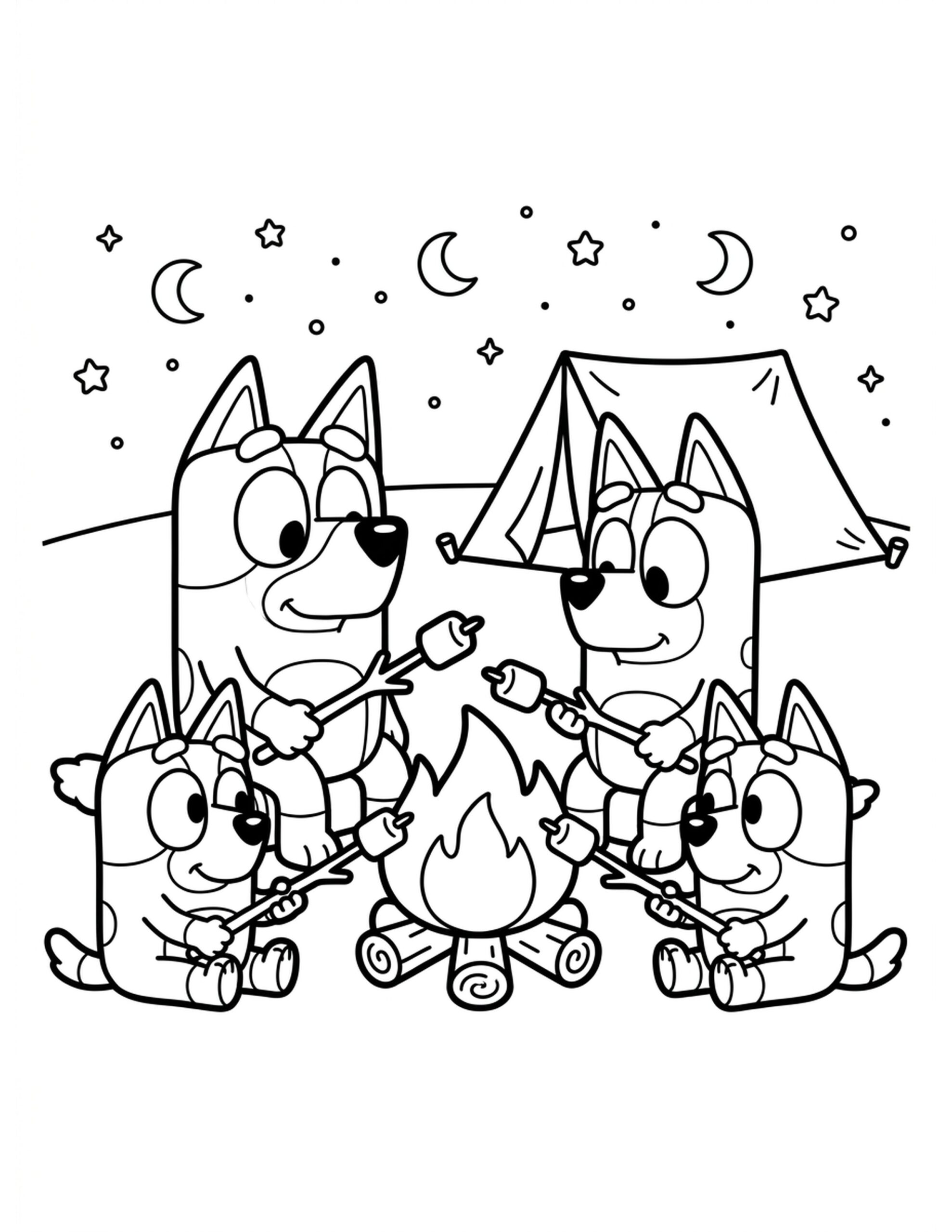 Camping Under the Stars Coloring Page