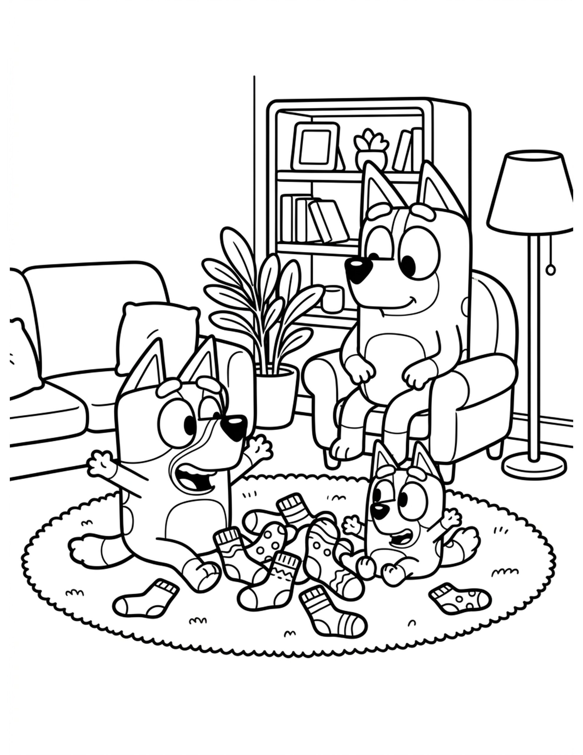 Bluey's Sock Game Coloring Page