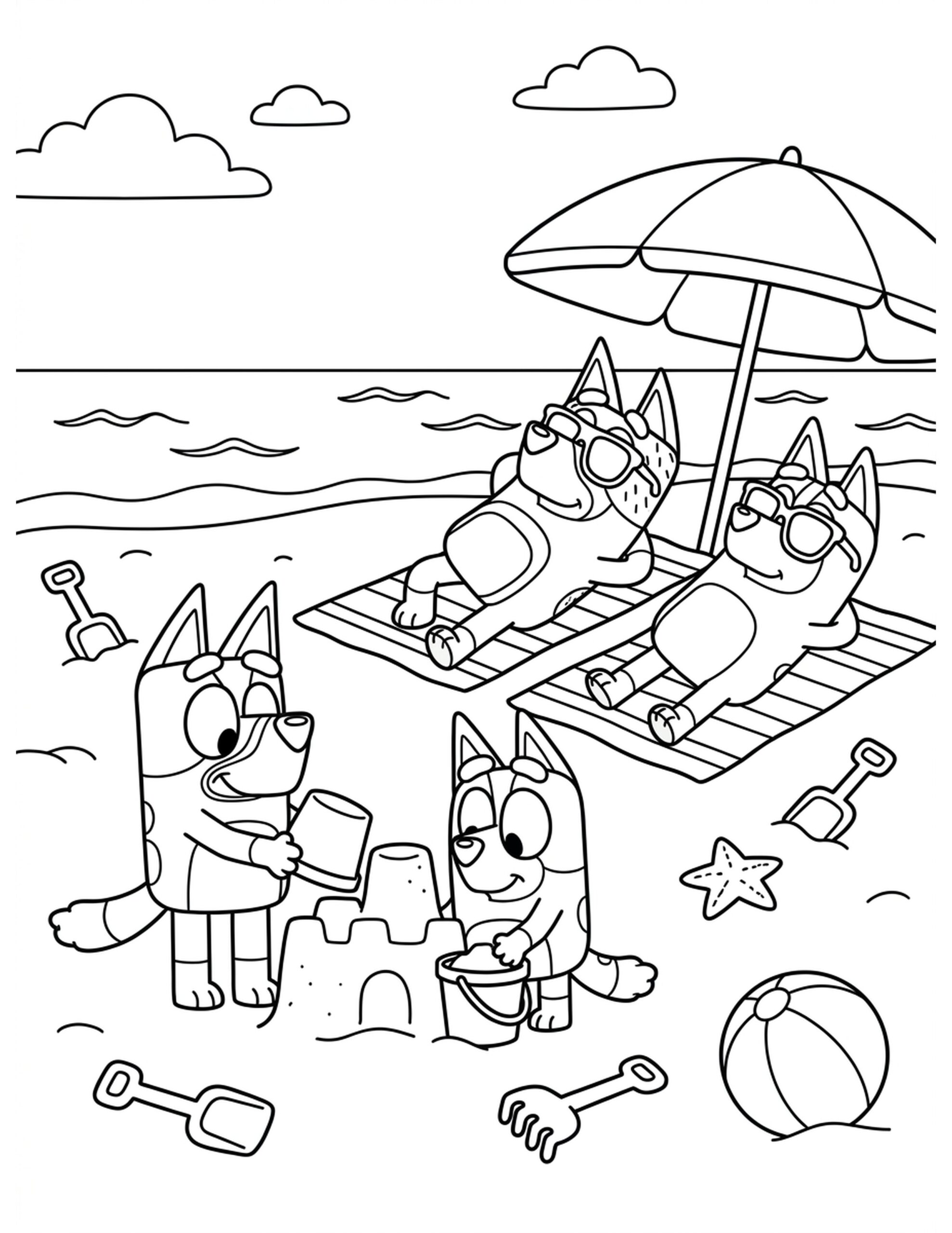 Beach Day Fun Coloring Page