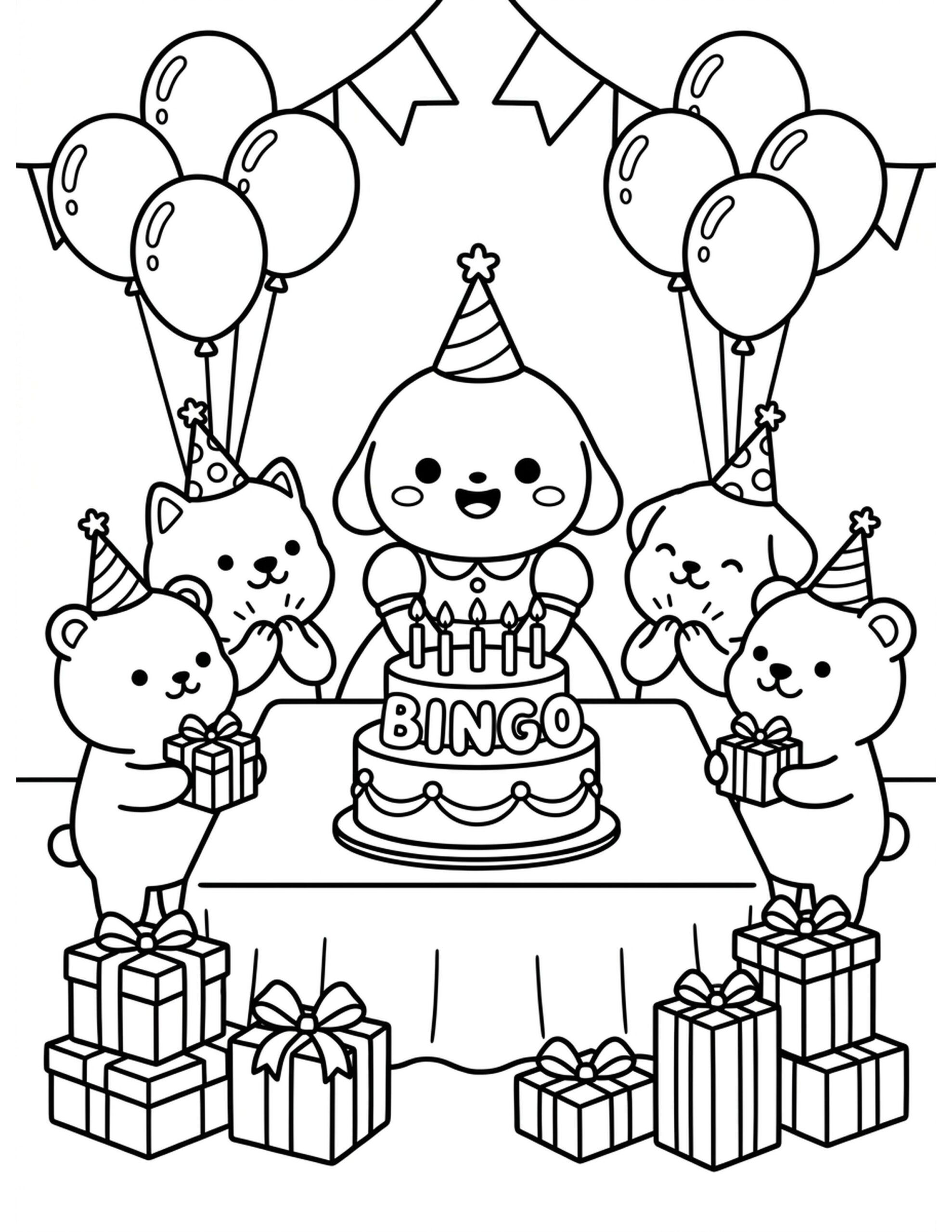 Bingo's Birthday Party Coloring Page