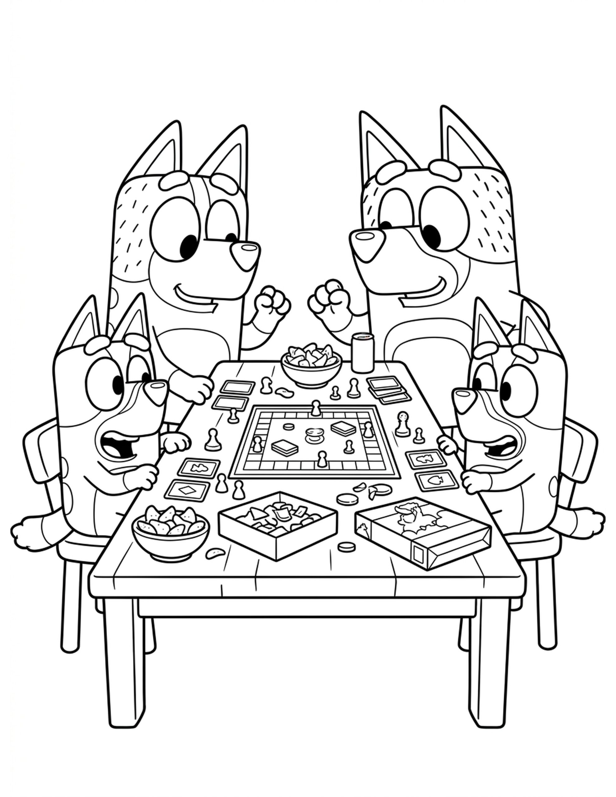 Family Game Night Coloring Page