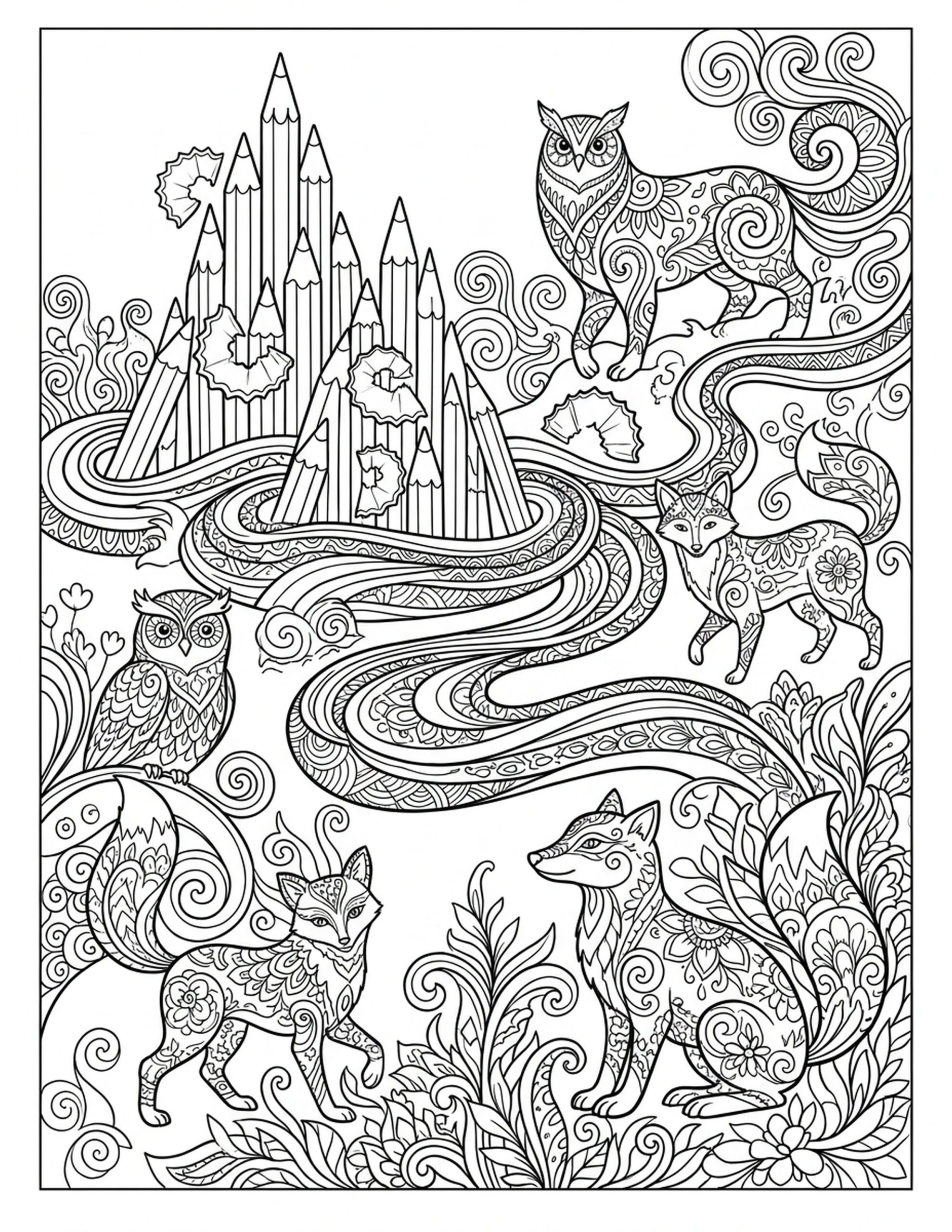 Mystical Pencil Land Coloring Page