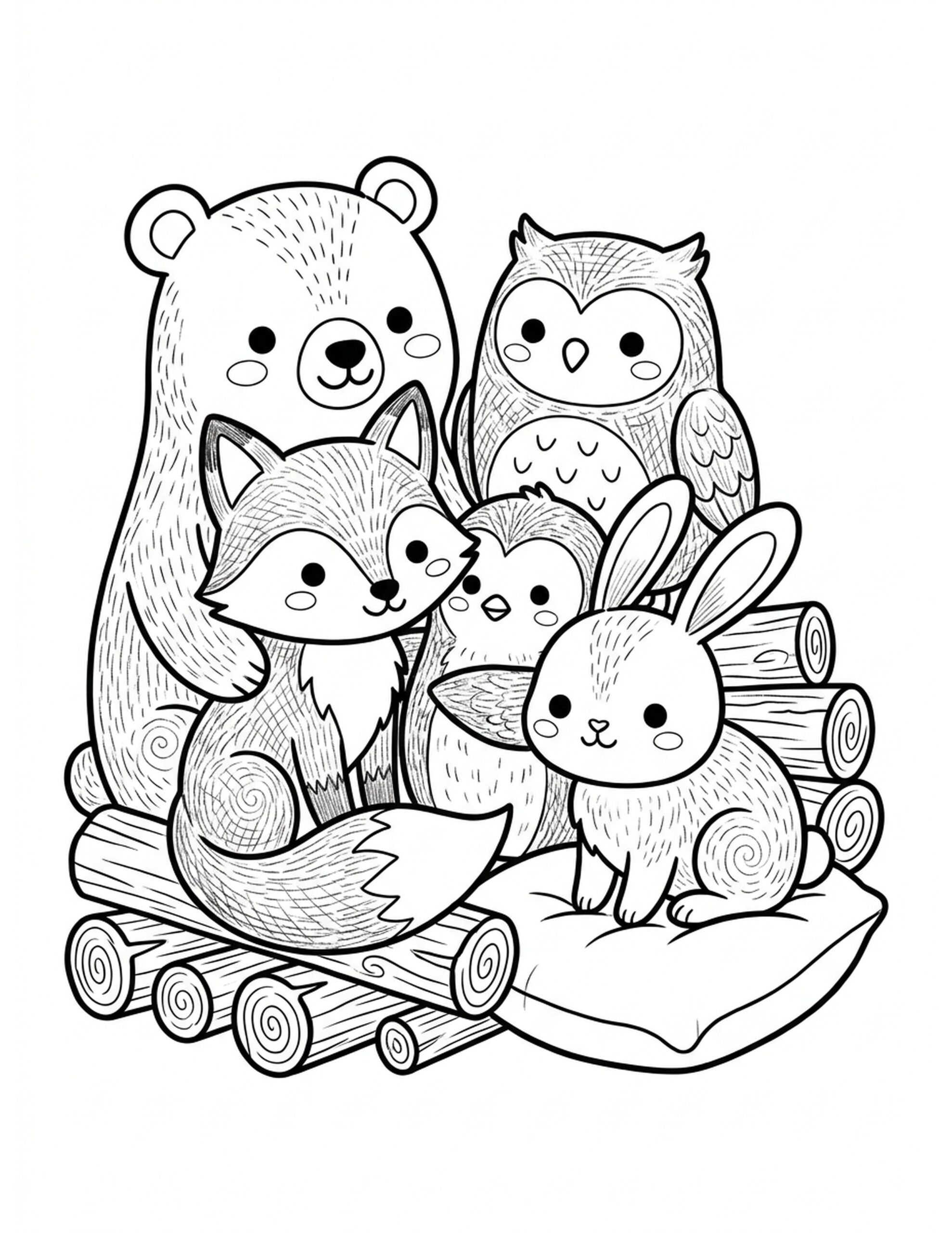 Colorful Pencil Animals Coloring Page