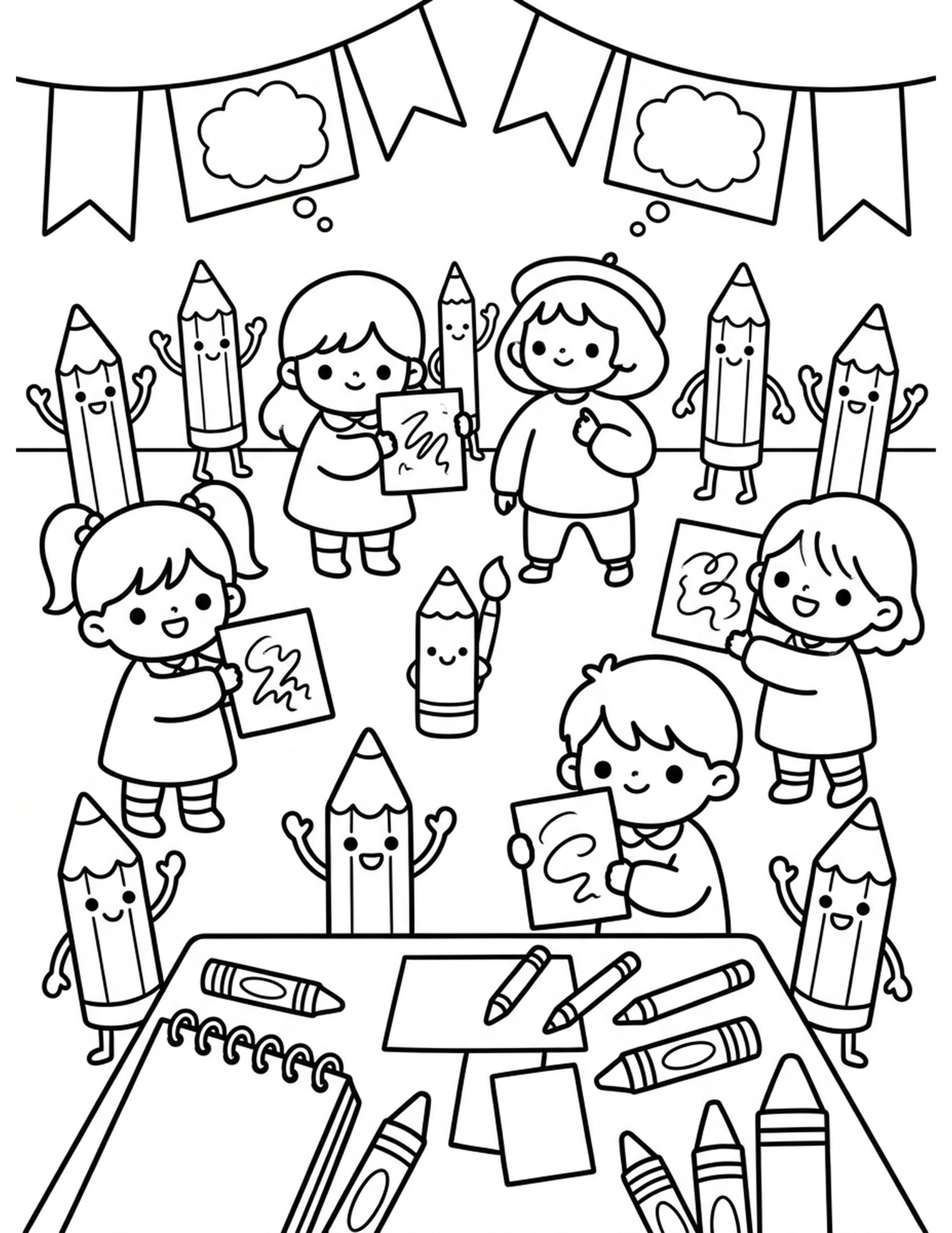 Pencil Art Competition Coloring Page