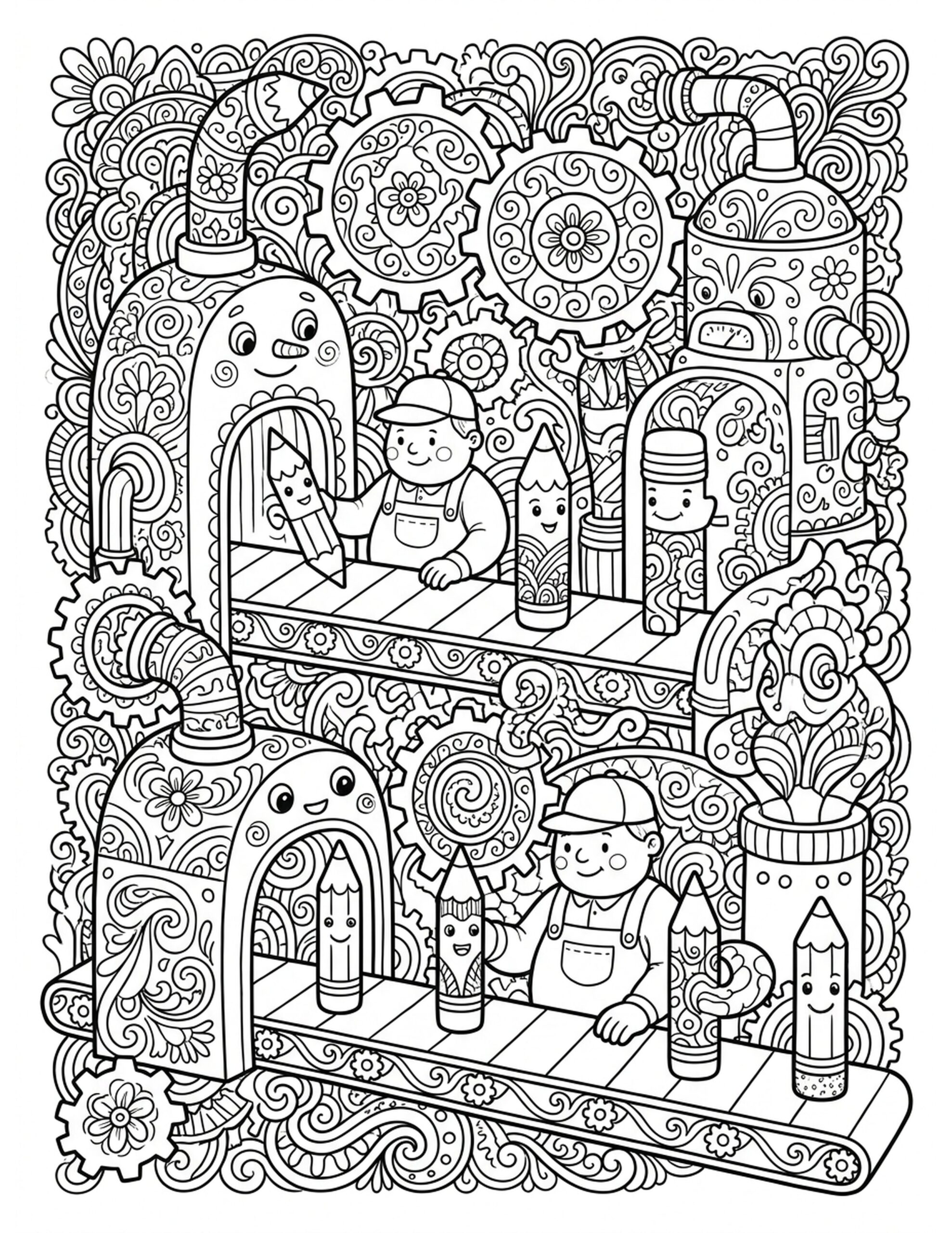 Pencil Factory Unveiling Coloring Page