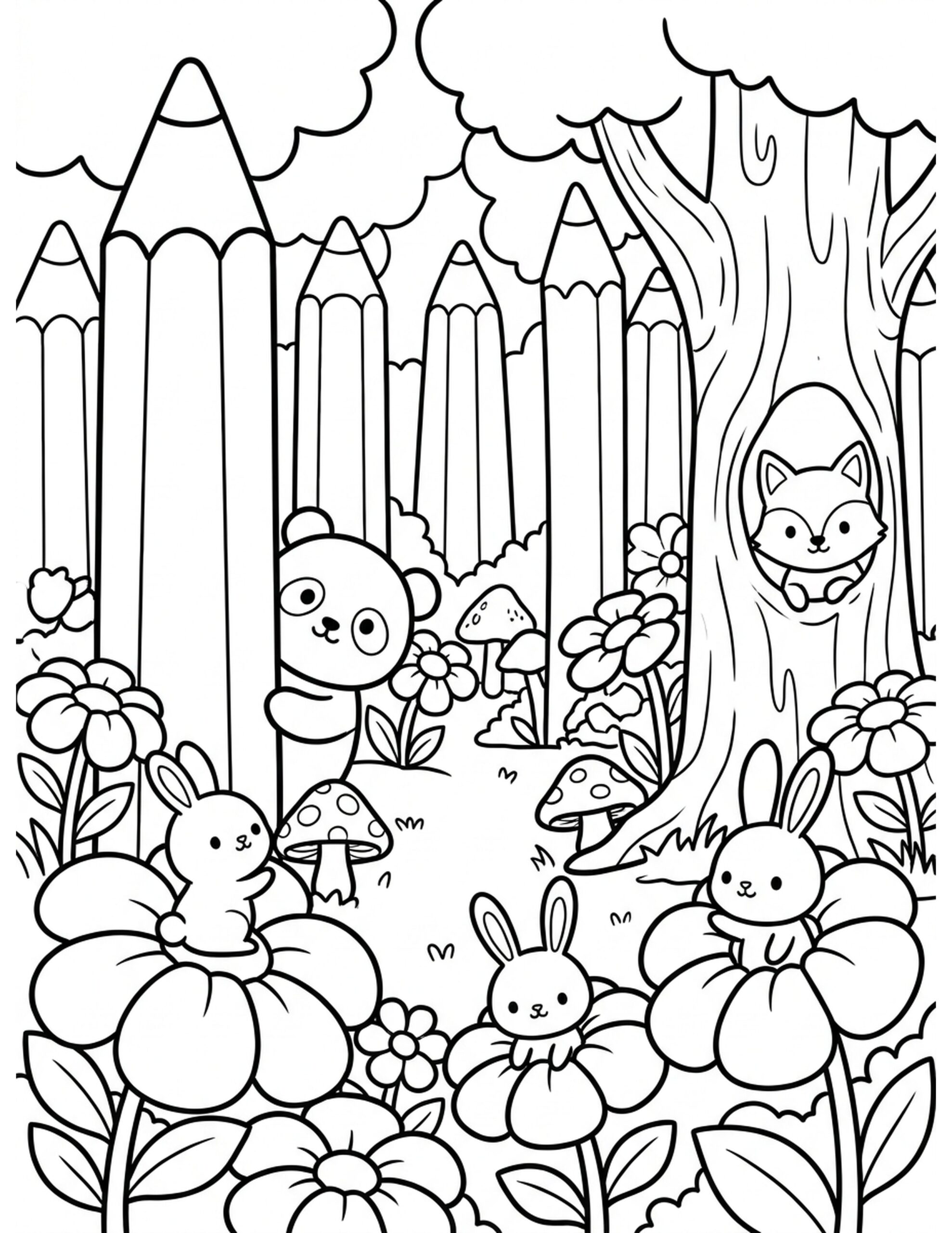 Magical Pencil Forest Coloring Page