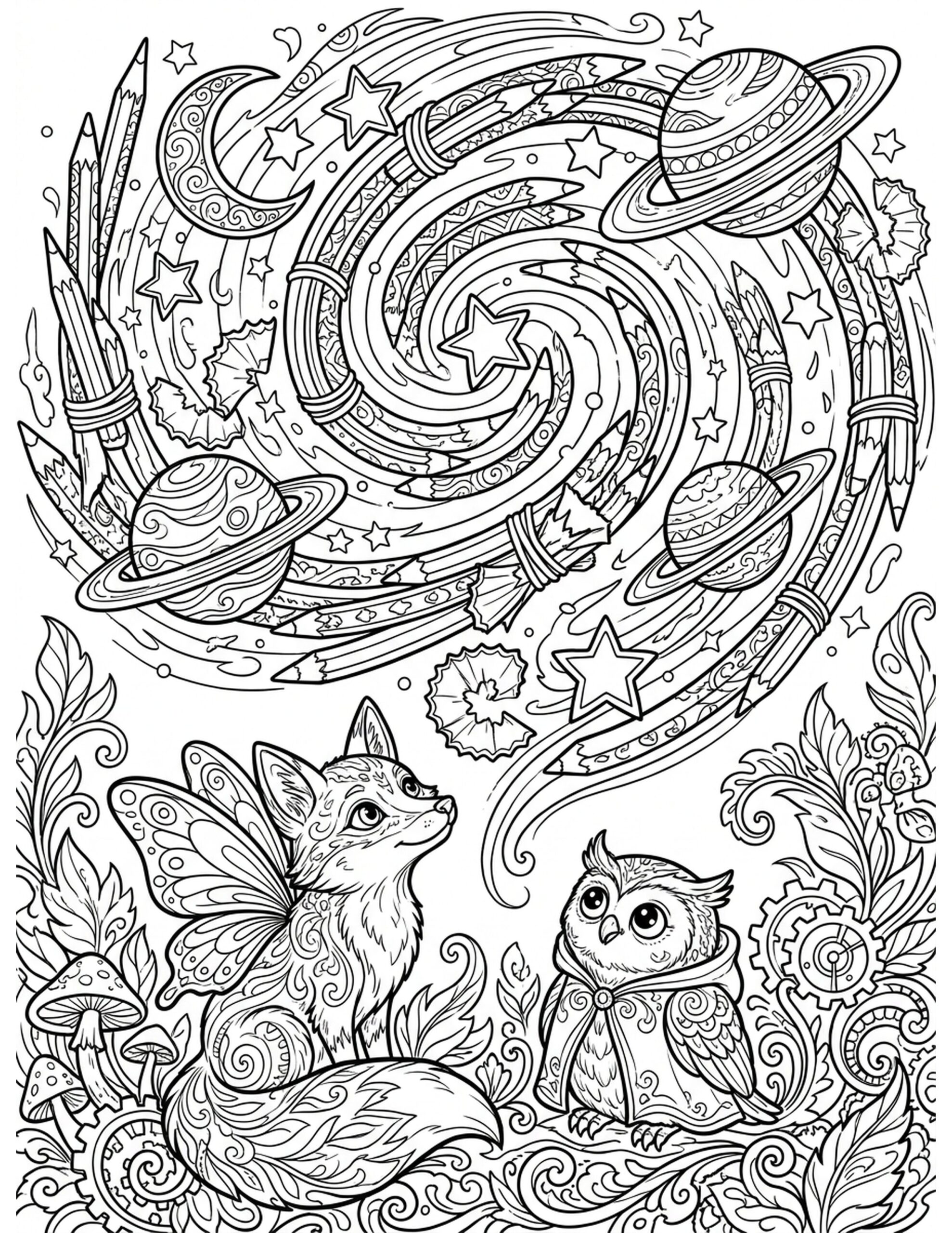 Starry Sky of Colors Coloring Page