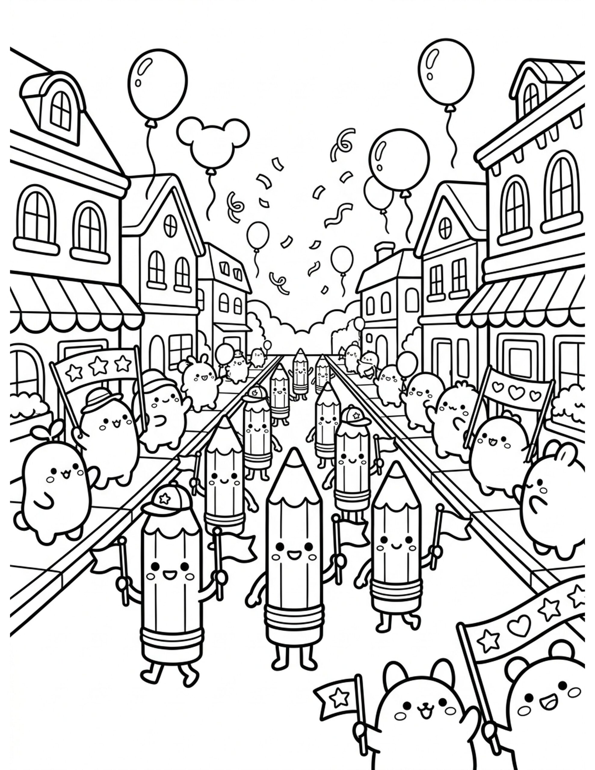 Coloring Pencil Parade Coloring Page