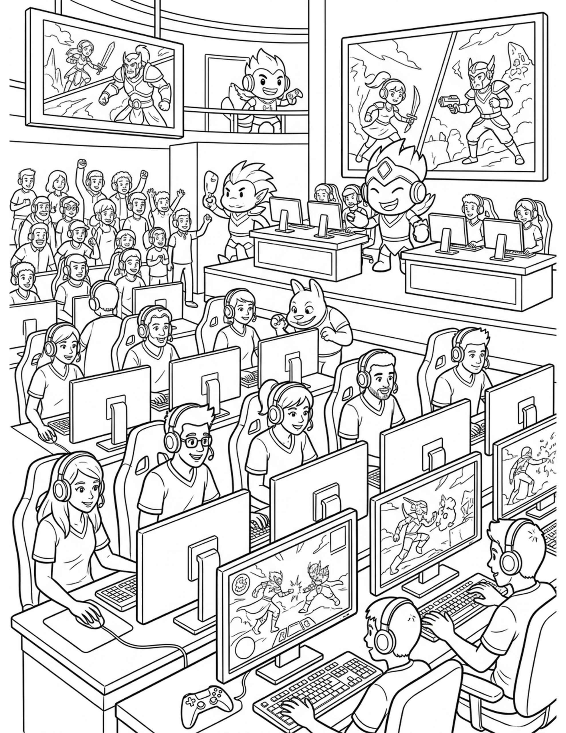 Gaming Community Arena Coloring Page